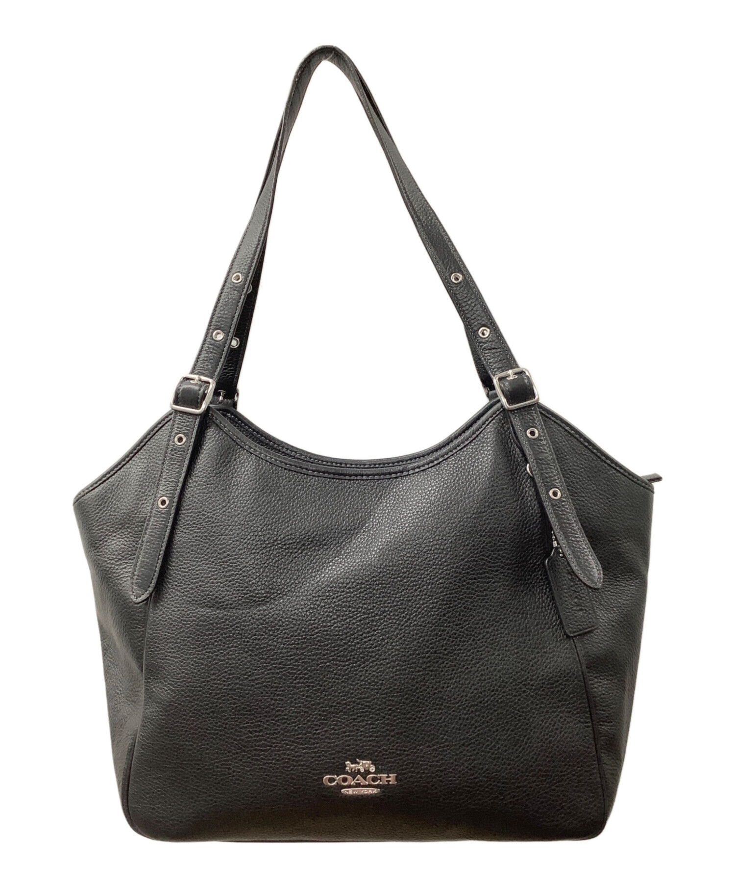 中古・古着通販】COACH (コーチ) レザートートバッグ ブラック 