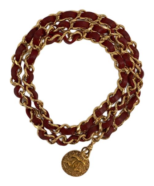 シャネル　レッドチェーンベルト 中古・古着通販】CHANEL (シャネル) チェーンベルト レッド｜ブランド