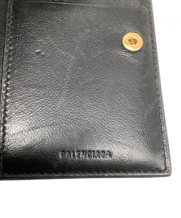 【未使用】バレンシアガ 2つ折り財布 モノグラム レザー ウォレット 中古・古着通販】BALENCIAGA (バレンシアガ) 2つ折り財布 ブラック