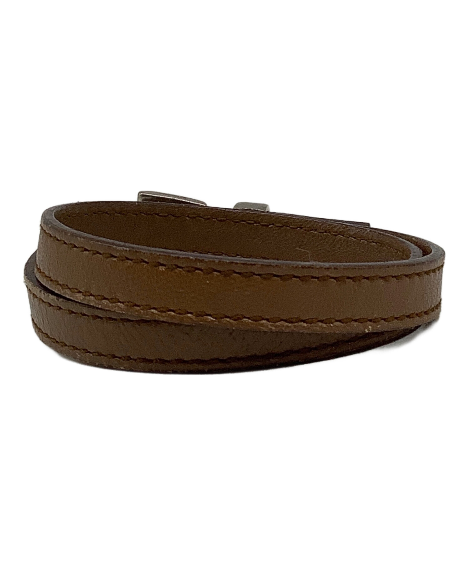 中古・古着通販】PRADA (プラダ) レザーブレスレット ブラウン