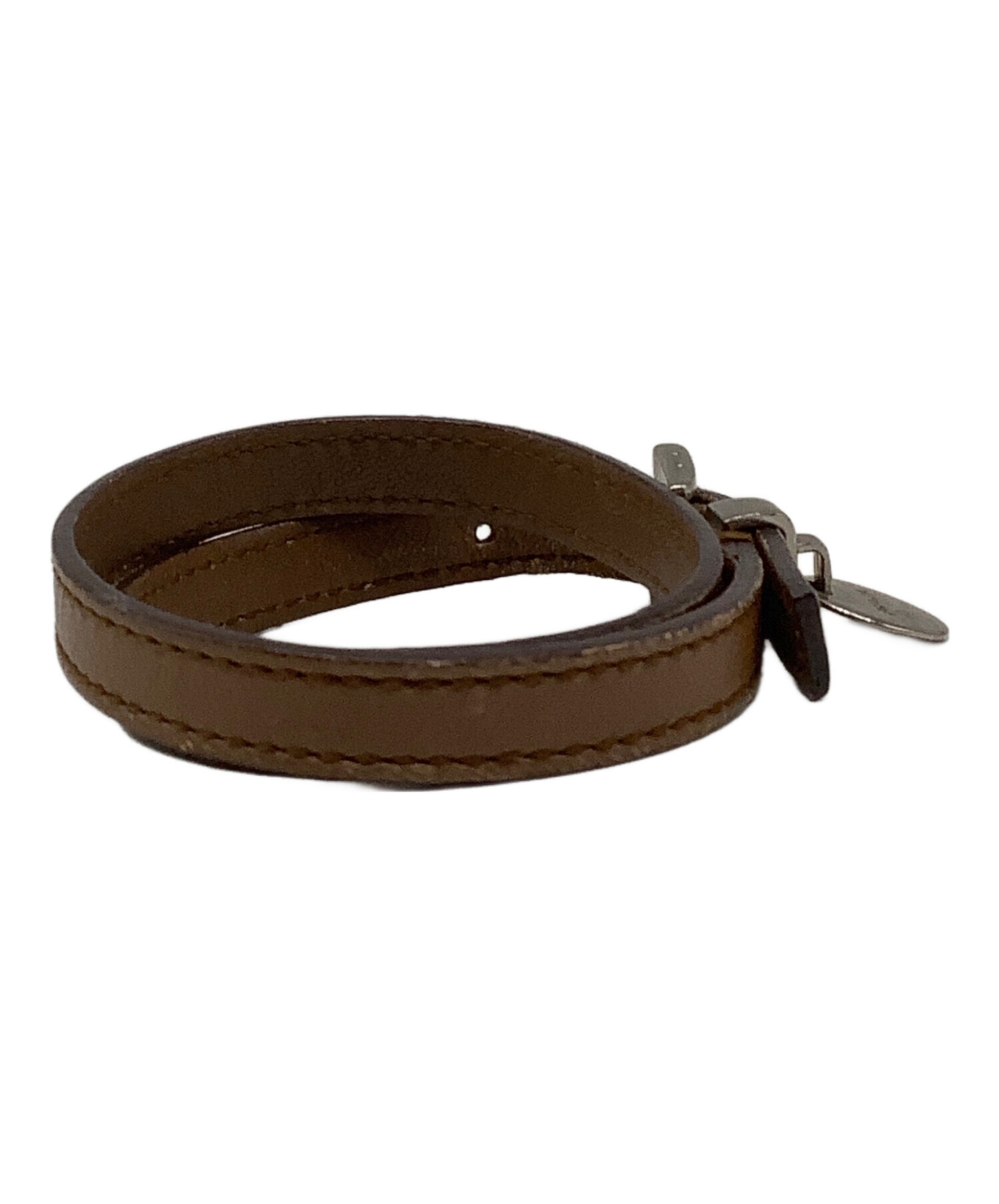 中古・古着通販】PRADA (プラダ) レザーブレスレット ブラウン