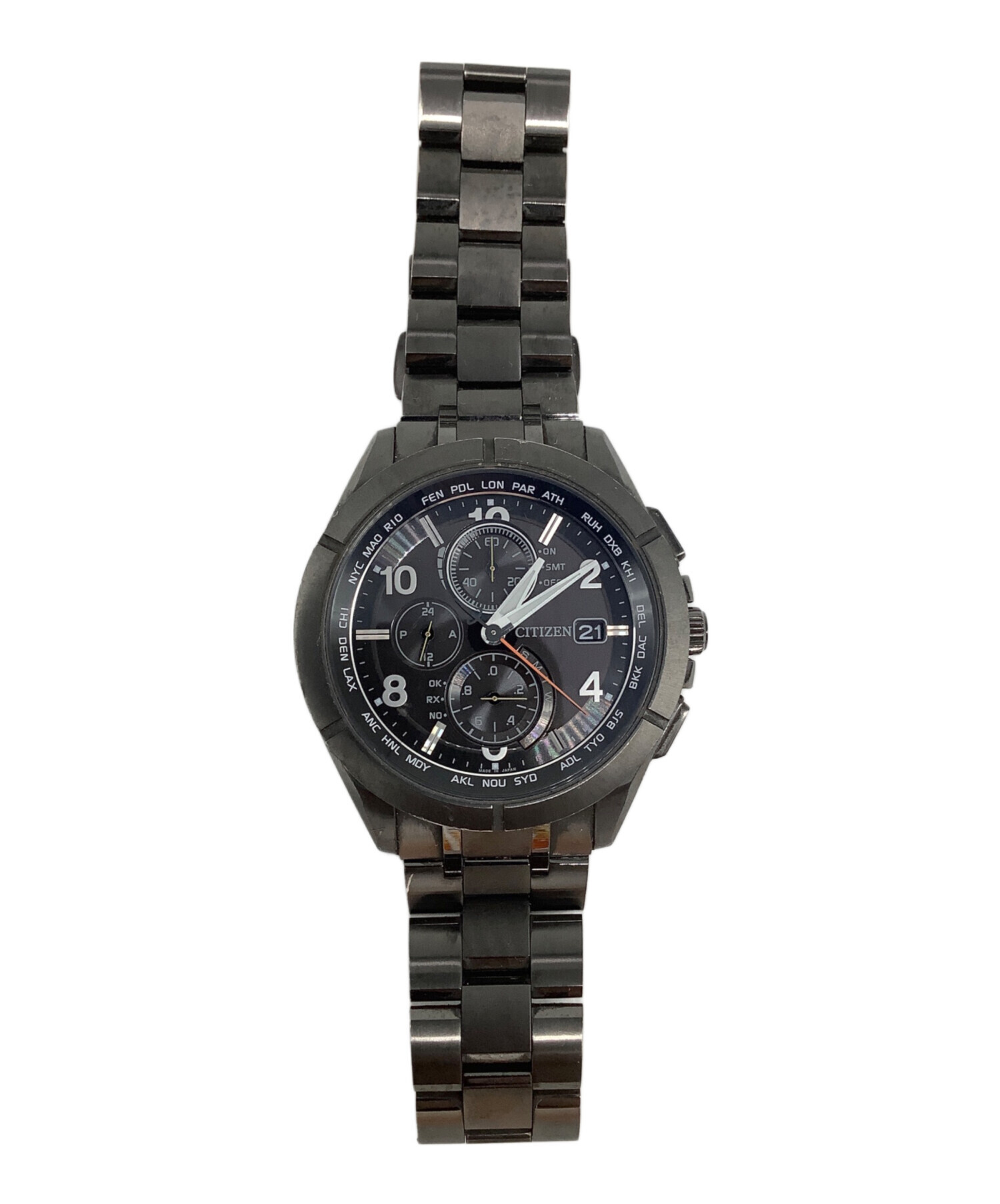 【中古】シチズン アテッサ アクトライン エコドライブ電波 中古・古着通販】CITIZEN (シチズン) アテッサ ブラックチタン