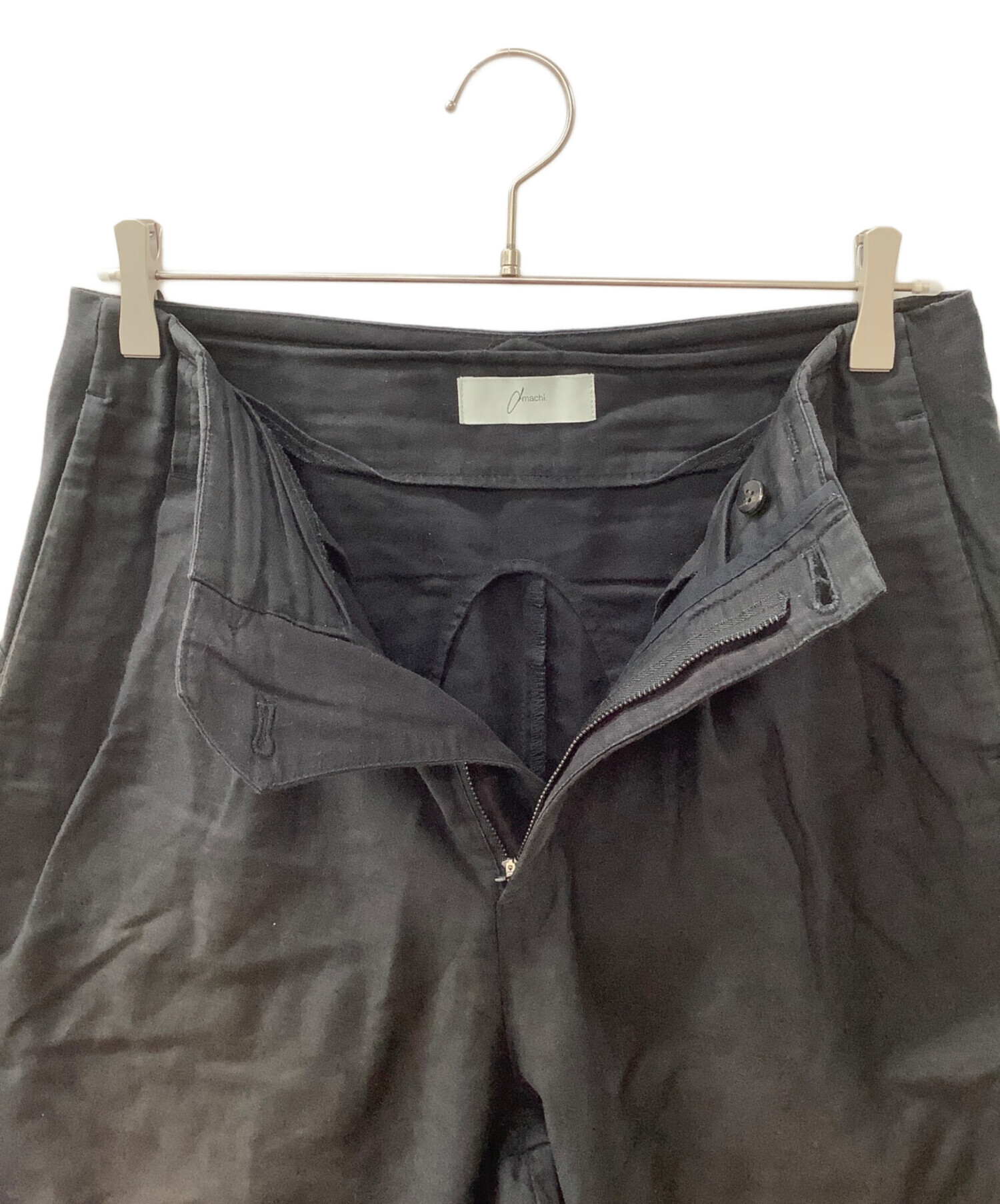 中古・古着通販】amachi. (アマチ) リネンワイドパンツ ブラック
