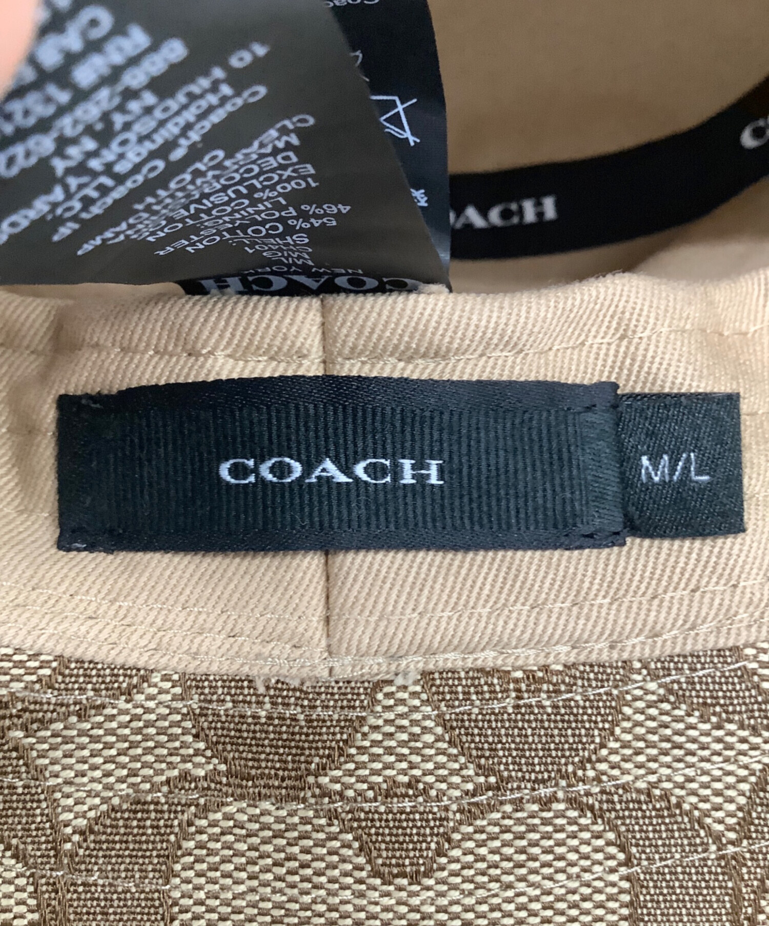 中古・古着通販】COACH (コーチ) ジャガードバケットハット ベージュ
