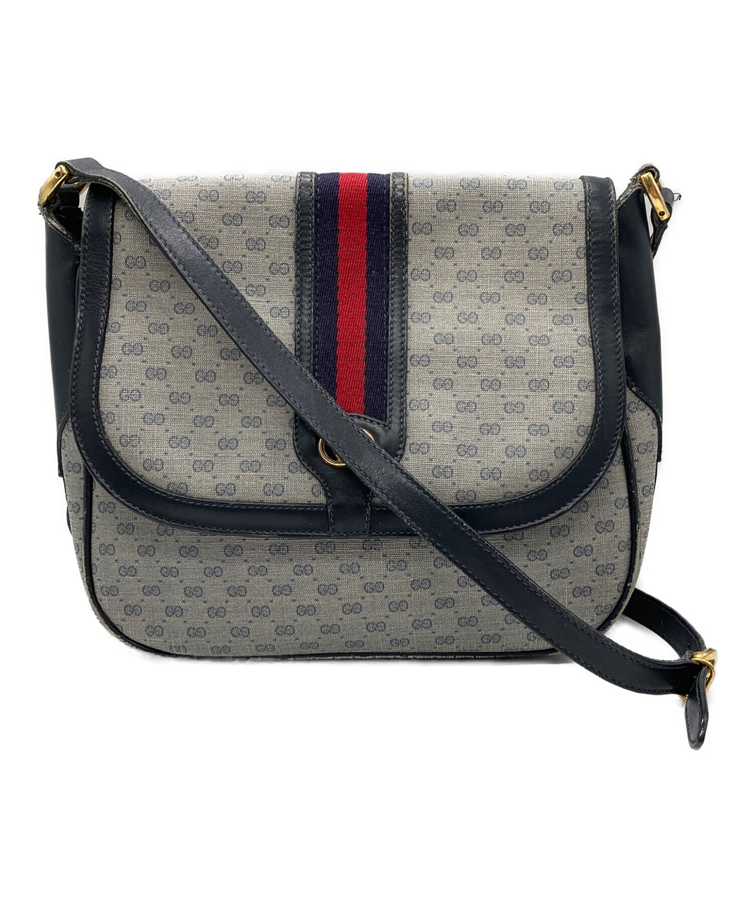 中古・古着通販】GUCCI (グッチ) ショルダーバッグ グレー×ネイビー