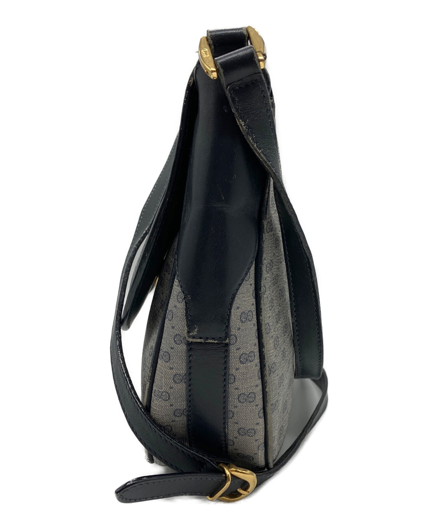 GUCCI ショルダーバッグ グレー ネイビー 中古・古着通販】GUCCI (グッチ) ショルダーバッグ グレー×ネイビー