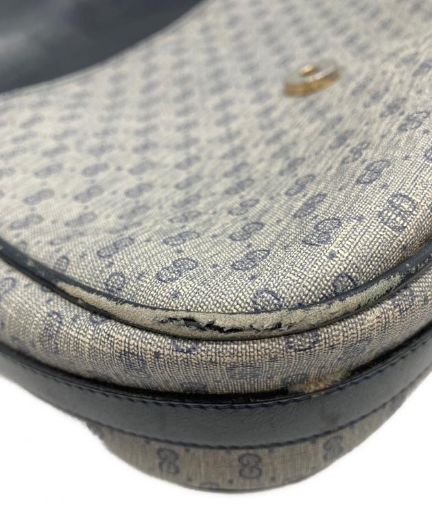 GUCCI ショルダーバッグ グレー ネイビー 中古・古着通販】GUCCI (グッチ) ショルダーバッグ グレー×ネイビー