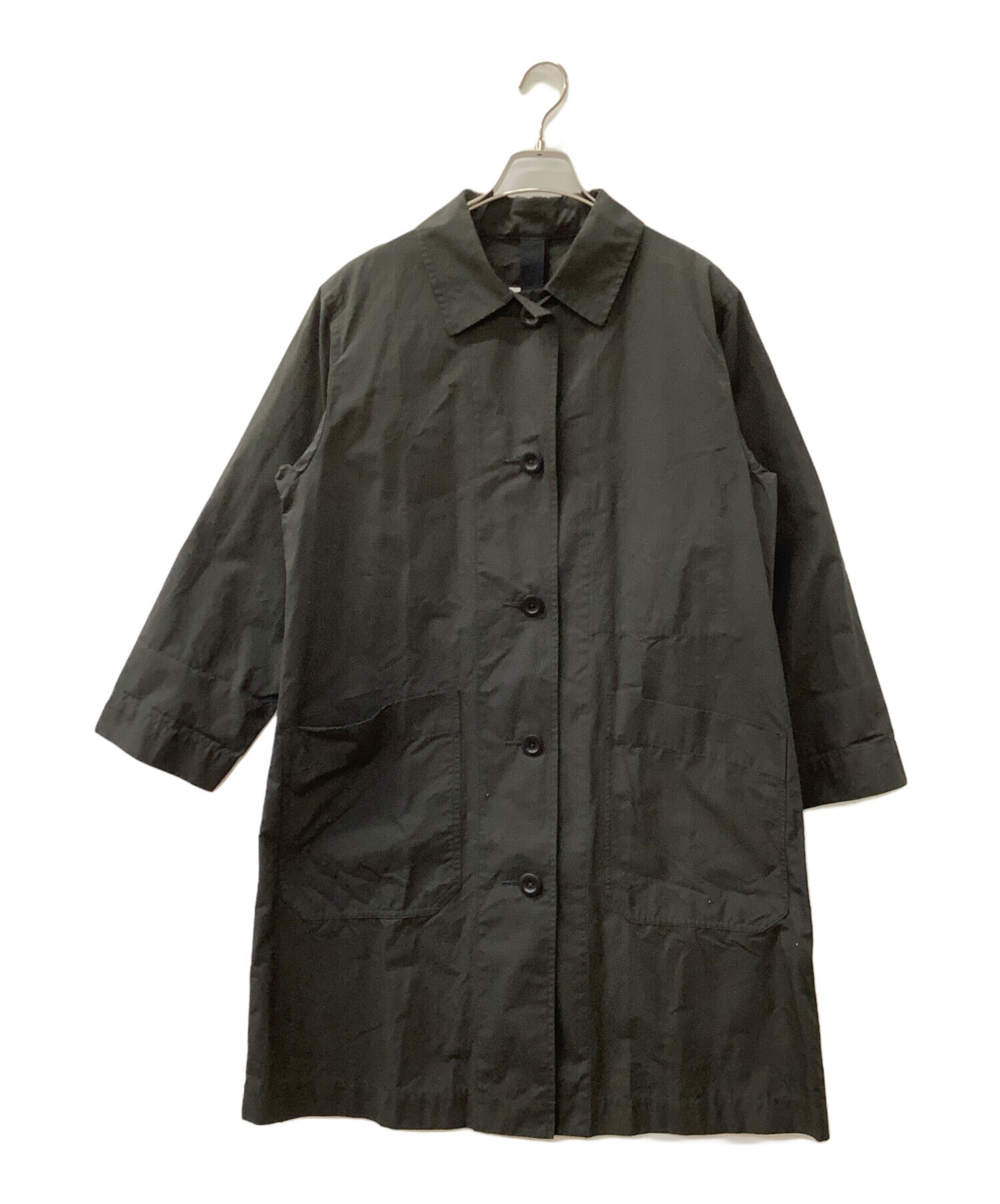 MHL,ブラック ステンカラーコート MHL.（エムエイチエル） ステンカラーコート コート PROOFED COTTON
