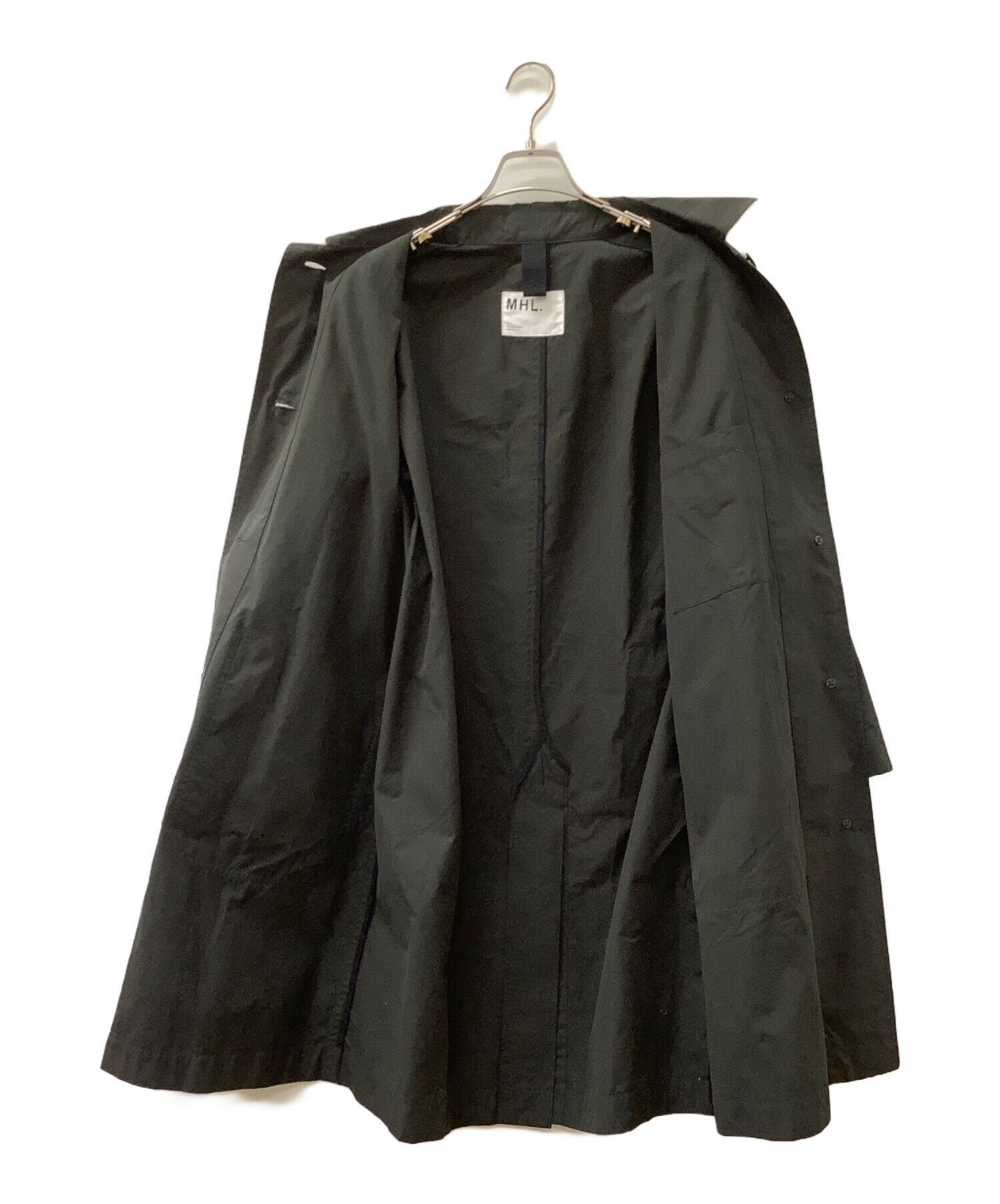 MHL,ブラック ステンカラーコート MHL.（エムエイチエル） ステンカラーコート コート PROOFED COTTON