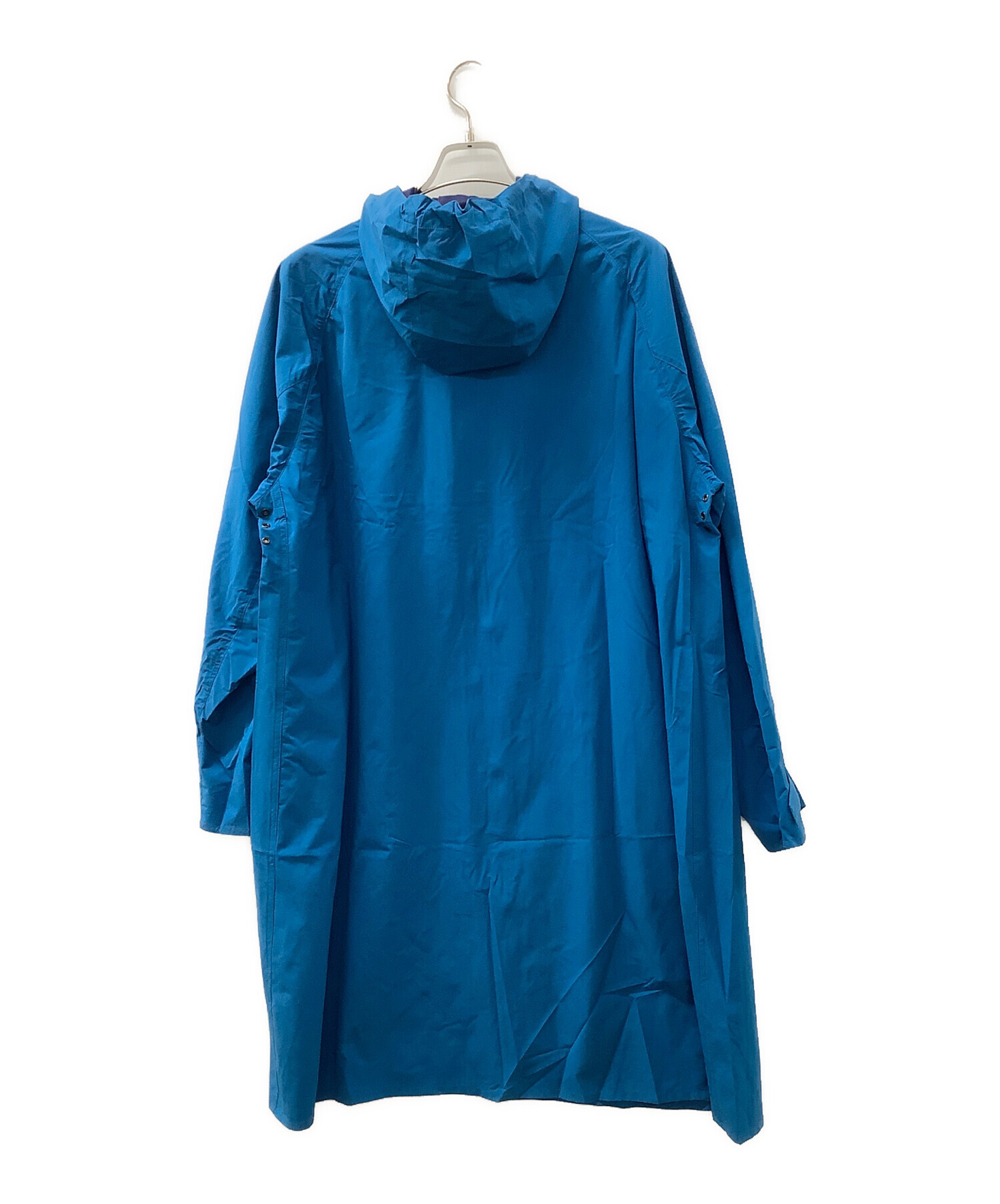 Barbour バブアー BORDER ステンカラーコート M ブルー 青 中古・古着通販】Barbour (バブアー) レインフードコート ブルー