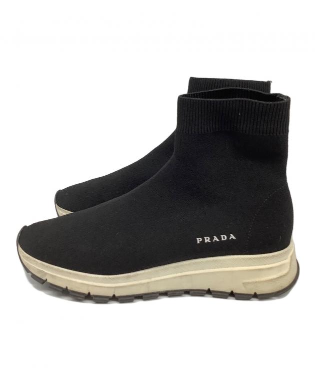 中古・古着通販】PRADA (プラダ) ショートブーツ ブラック サイズ:36