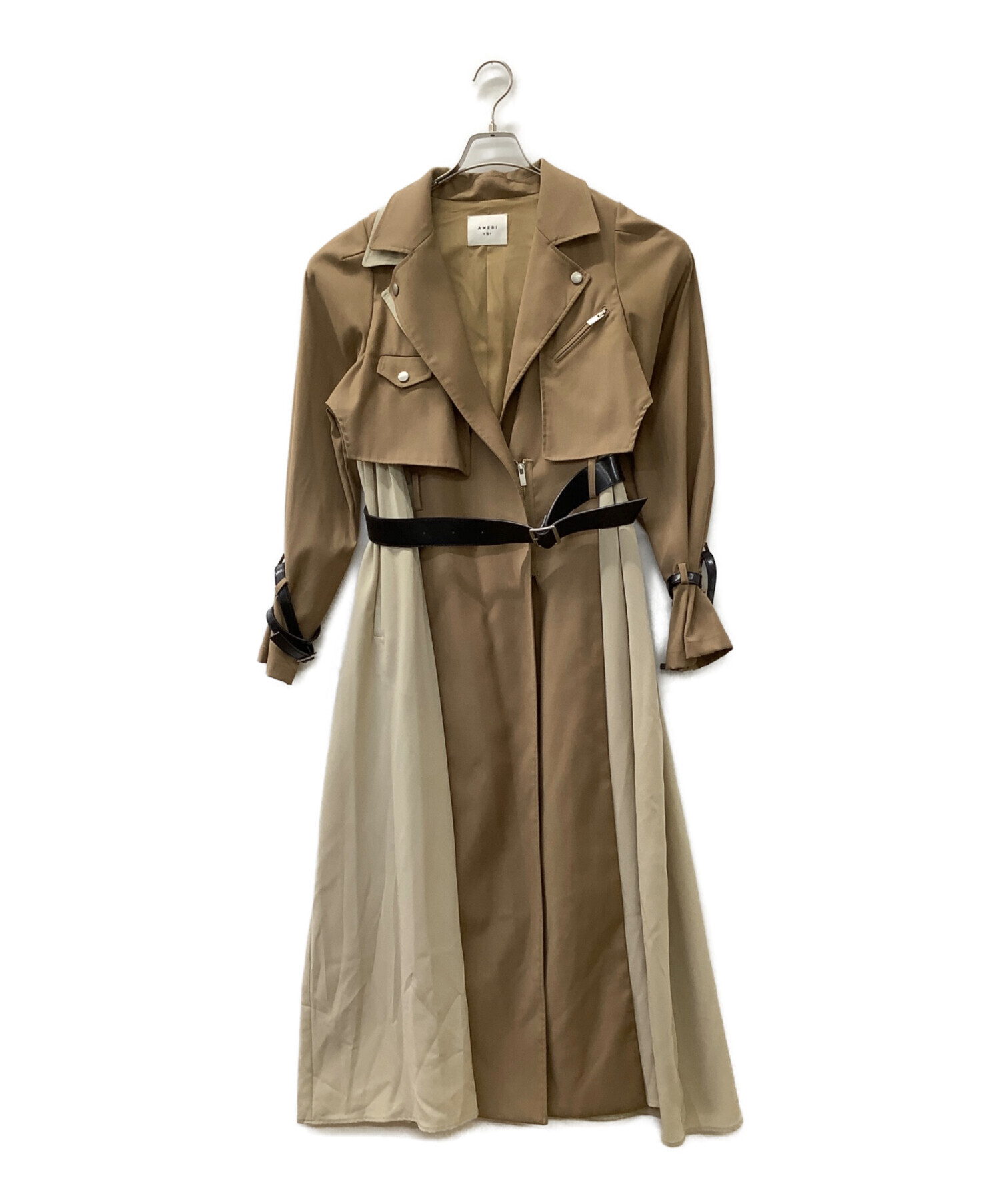 【値下げ】Ameri ライダースブッキングコート 中古・古着通販】Ameri (アメリ) RIDERS DETAIL COAT ベージュ サイズ