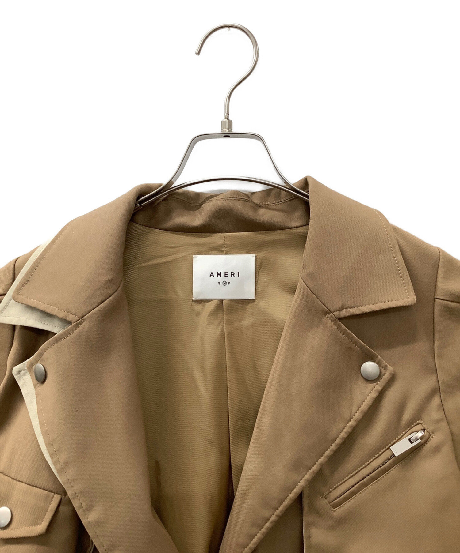 中古・古着通販】Ameri (アメリ) RIDERS DETAIL COAT ベージュ サイズ