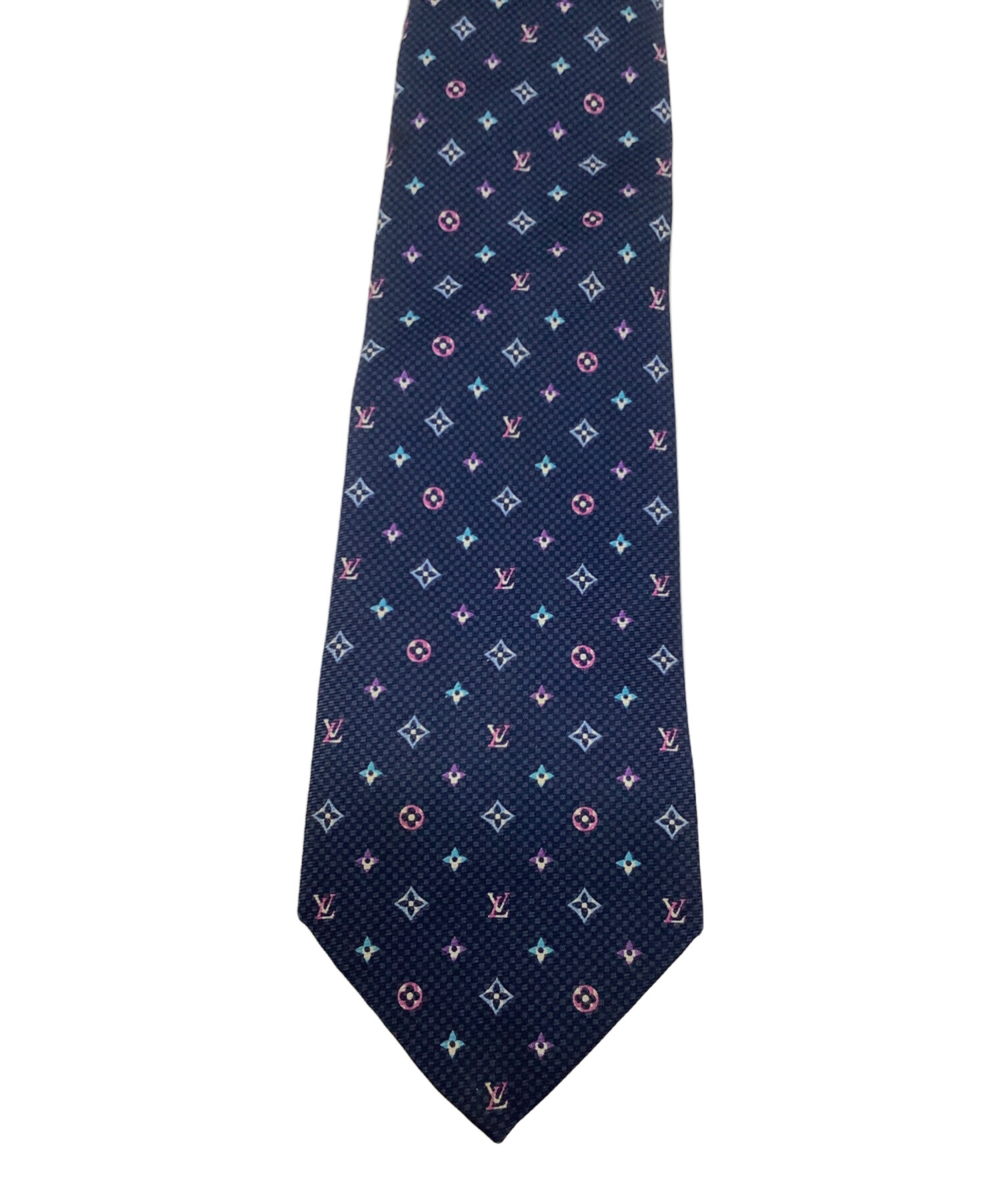 LOUIS VUITTON ネクタイ - 濃紺系xカーキxピンク系等(総柄) 【古着】【中古】 中古・古着通販】LOUIS VUITTON (ルイ ヴィトン) ネクタイ ボルドー