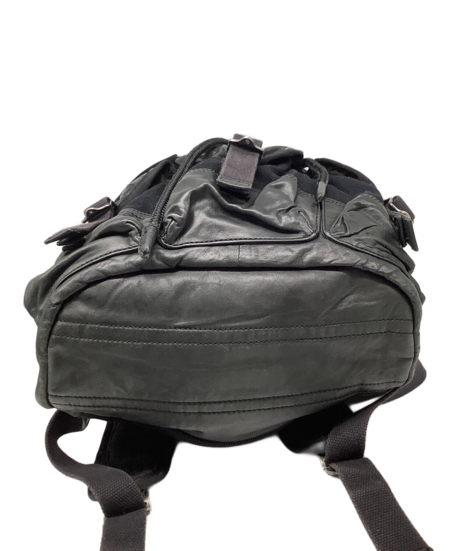 中古・古着通販】DIESEL (ディーゼル) レザーバックパック ブラック 