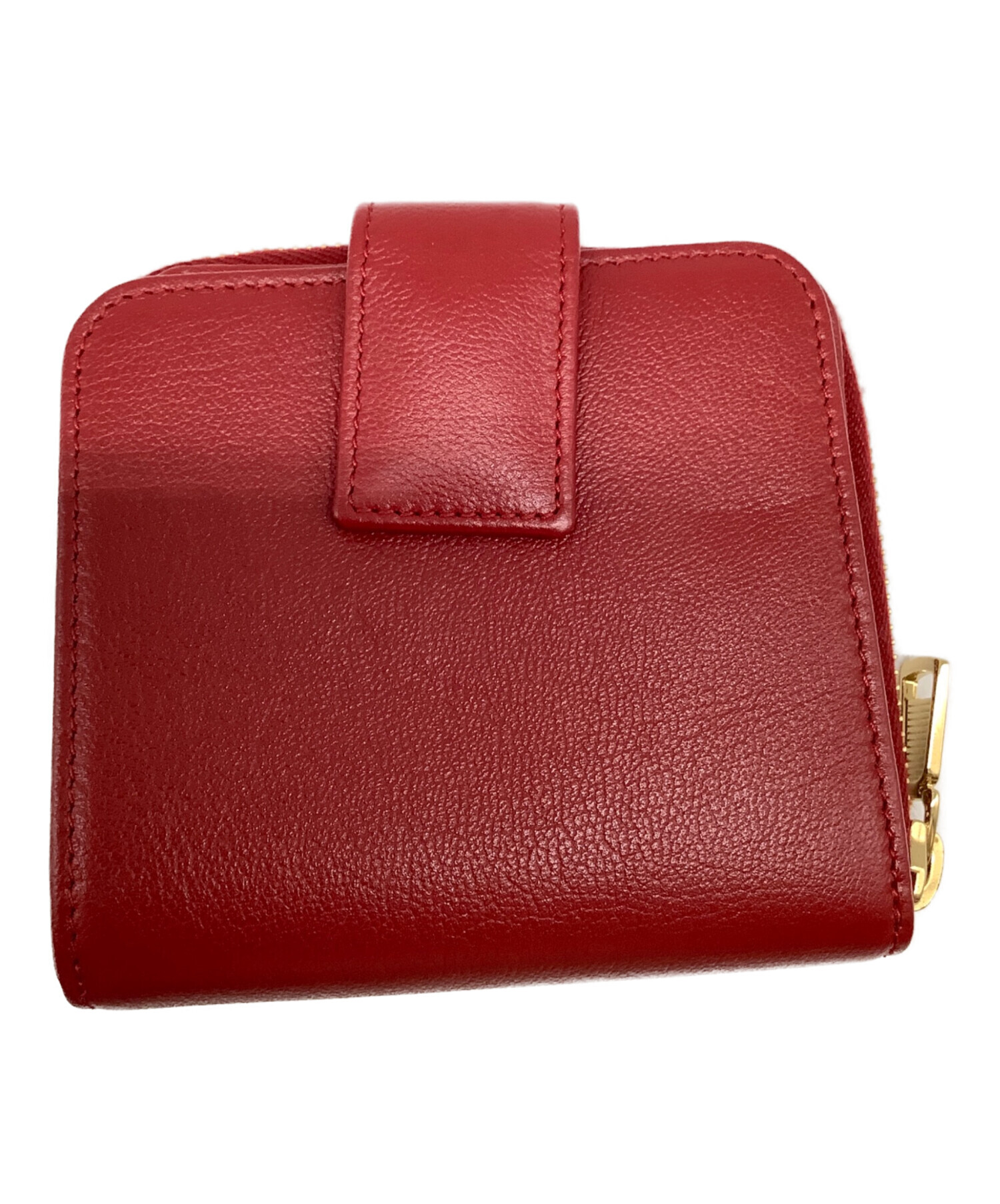 Yves Saint Laurent 二つ折り財布 レッド 中古・古着通販】Yves Saint Laurent (イヴサンローラン) 2つ折り財布