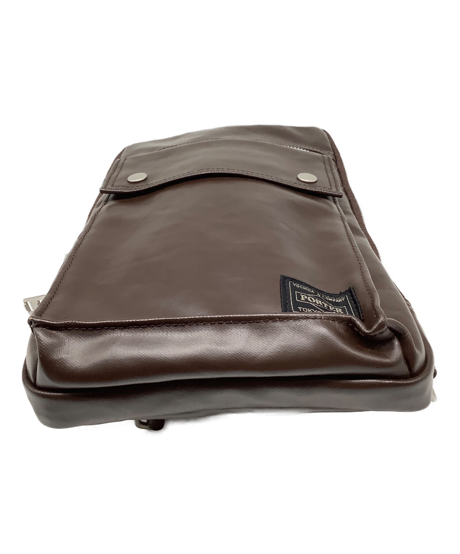PORTER ポーター 美品 フリースタイル ボディバッグ ブラウン レザー 中古・古着通販】PORTER (ポーター) フリースタイル ブラウン
