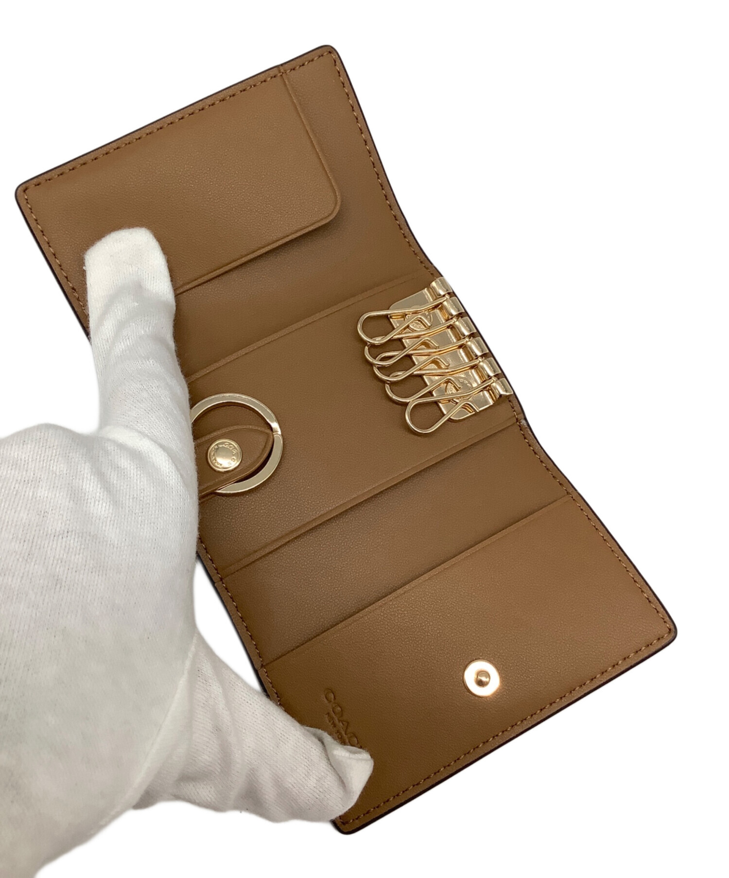 中古・古着通販】COACH (コーチ) 5連キーケース アイボリー×ピンク