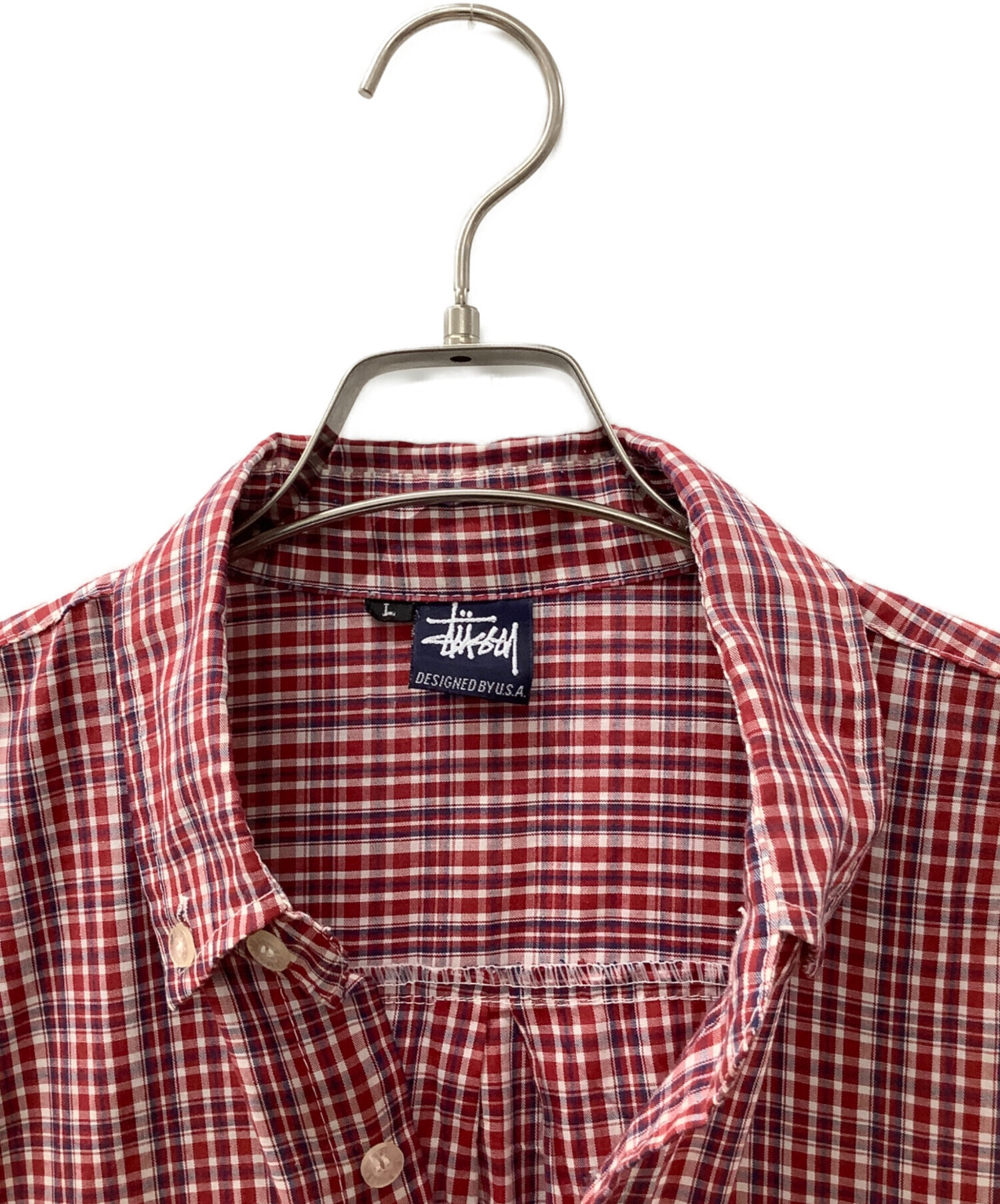 中古・古着通販】stussy (ステューシー) 半袖シャツ レッド サイズ:L