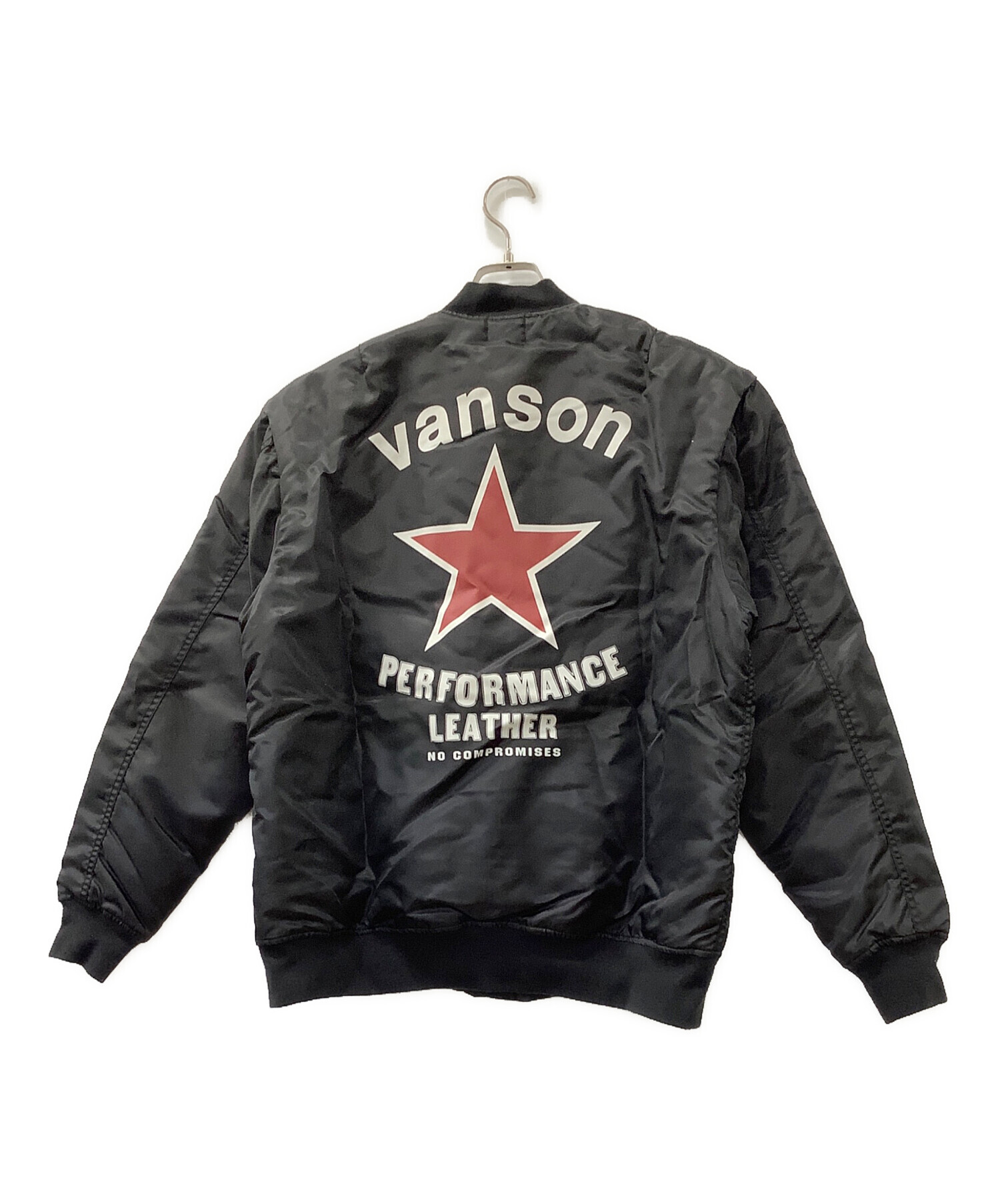 vanson ブラックジャケット　MA-1 中古・古着通販】VANSON (バンソン) MA-1ジャケット ブラック サイズ:L