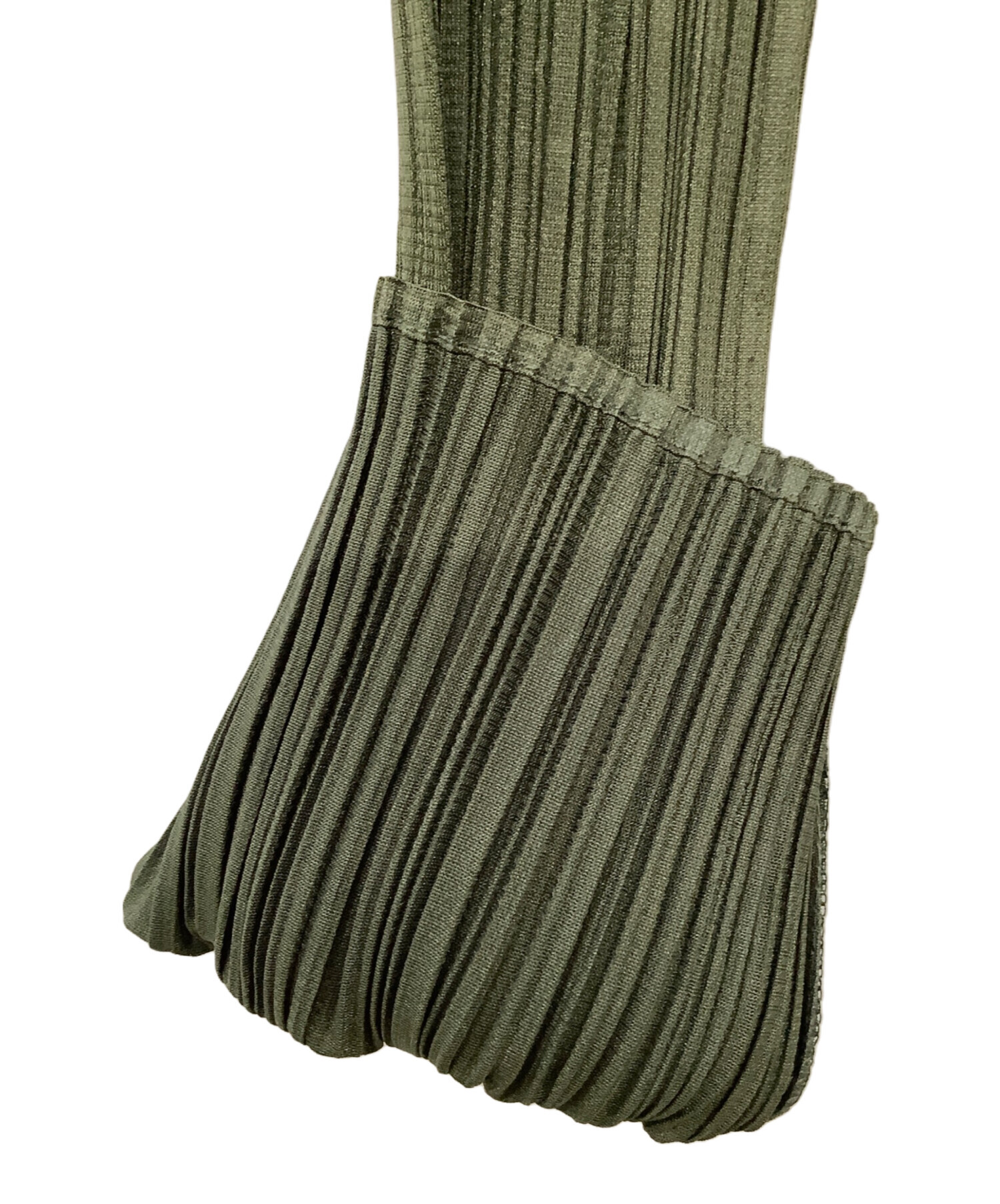 プリーツプリーズ　長袖ワンピース　グリーン　サイズ3 中古・古着通販】PLEATS PLEASE (プリーツプリーズ) ハイネック サイド
