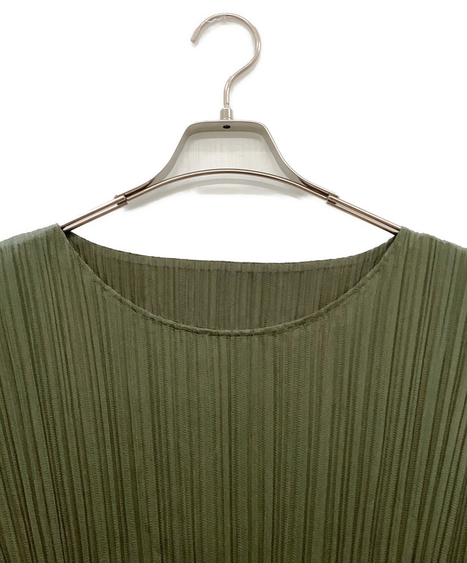 プリーツプリーズ　長袖ワンピース　グリーン　サイズ3 中古・古着通販】PLEATS PLEASE (プリーツプリーズ) 長袖ワンピース