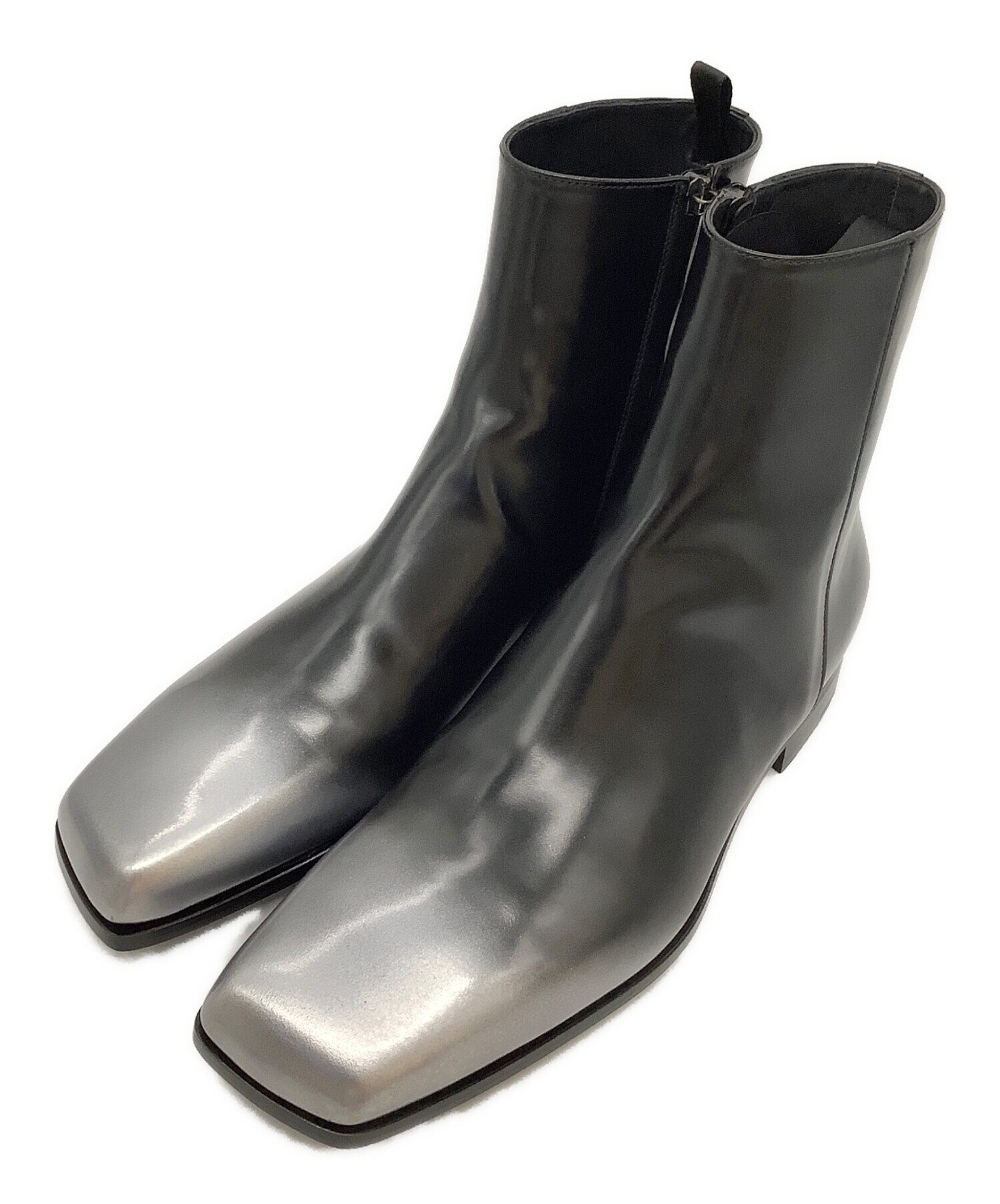 中古・古着通販】PRADA (プラダ) スクエアトゥーブーツ ブラック