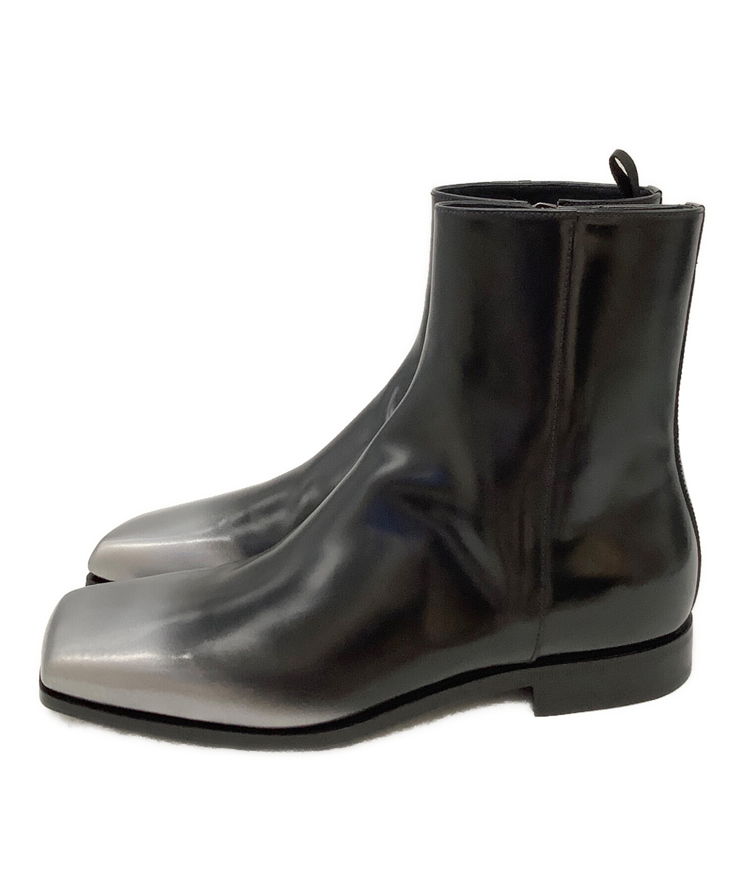中古・古着通販】PRADA (プラダ) スクエアトゥーブーツ ブラック
