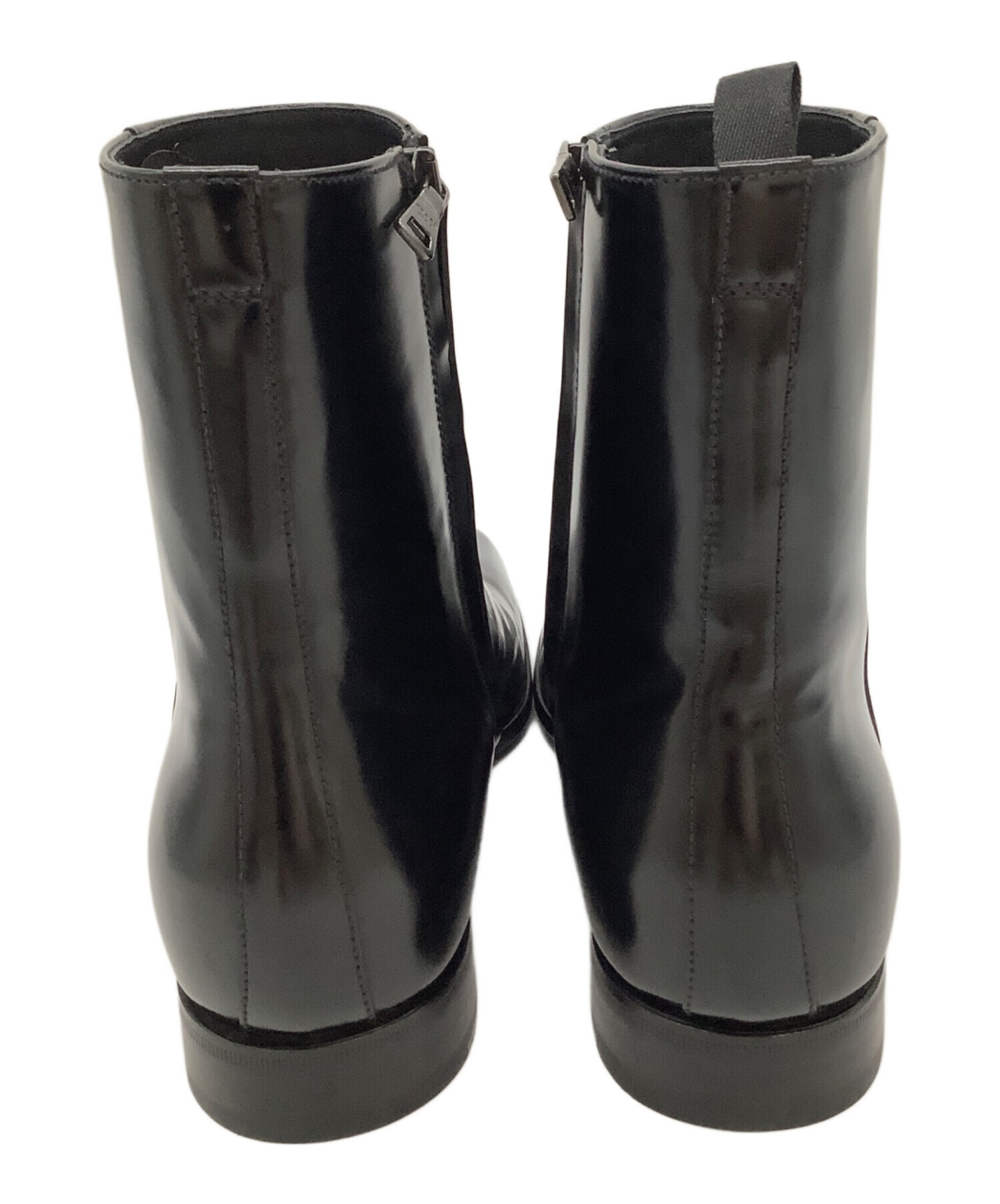 中古・古着通販】PRADA (プラダ) スクエアトゥーブーツ ブラック