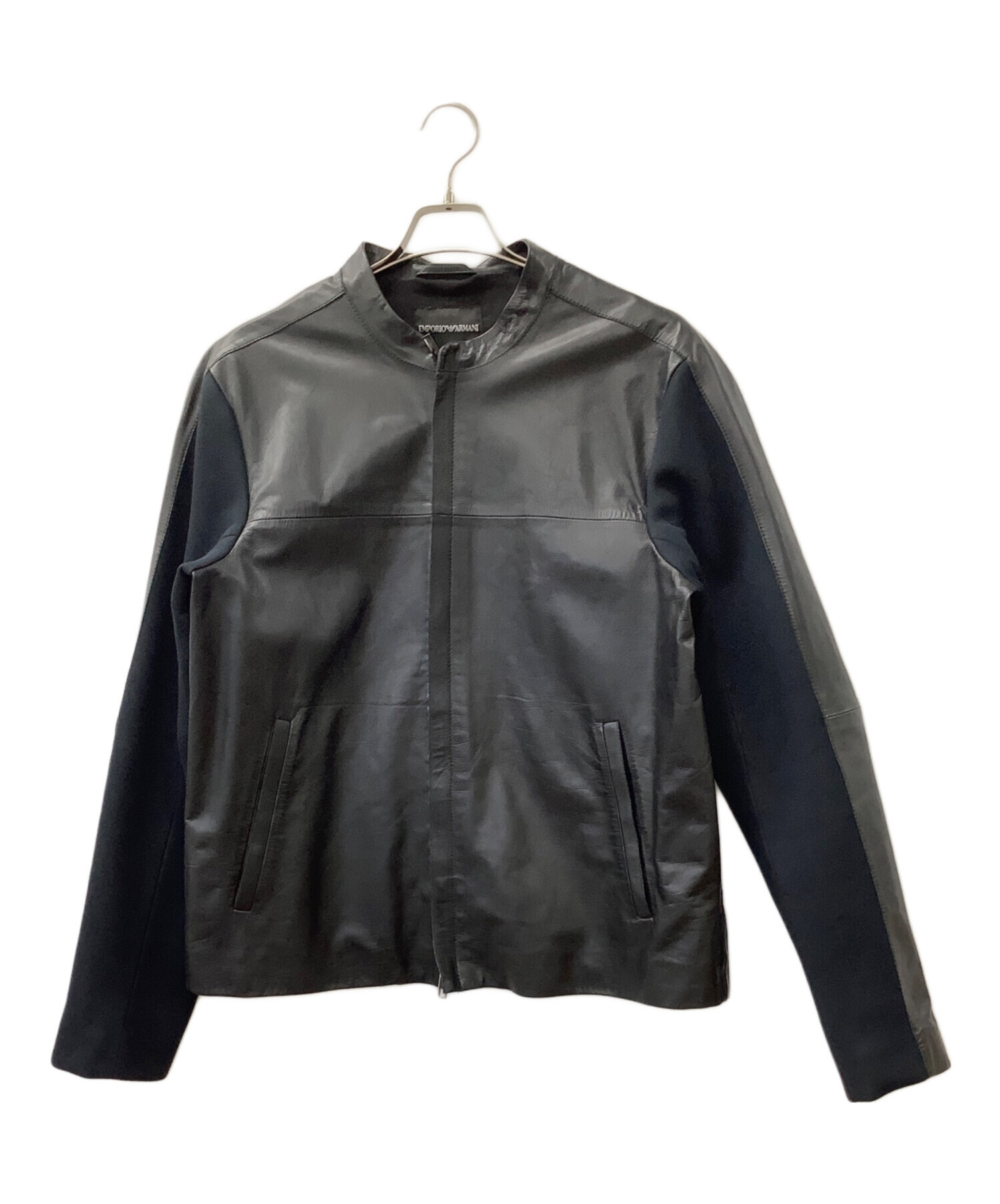 エンポリオアルマーニ ラムレザージャケット 54 3XL 大きいサイズ 本革 中古・古着通販】EMPORIO ARMANI (エンポリオ アルマーニ) レザー