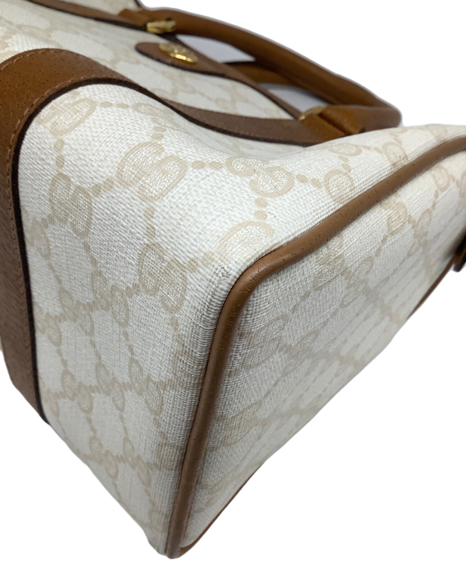 I*H様 グッチ ミニボストン キャンパス白 中古・古着通販】GUCCI