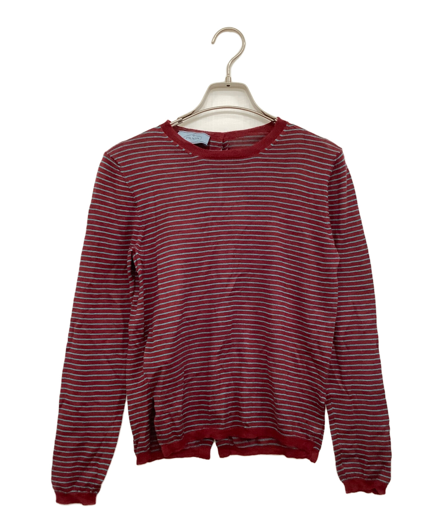 中古・古着通販】PRADA (プラダ) 薄手ニット レッド×ブルー サイズ:38