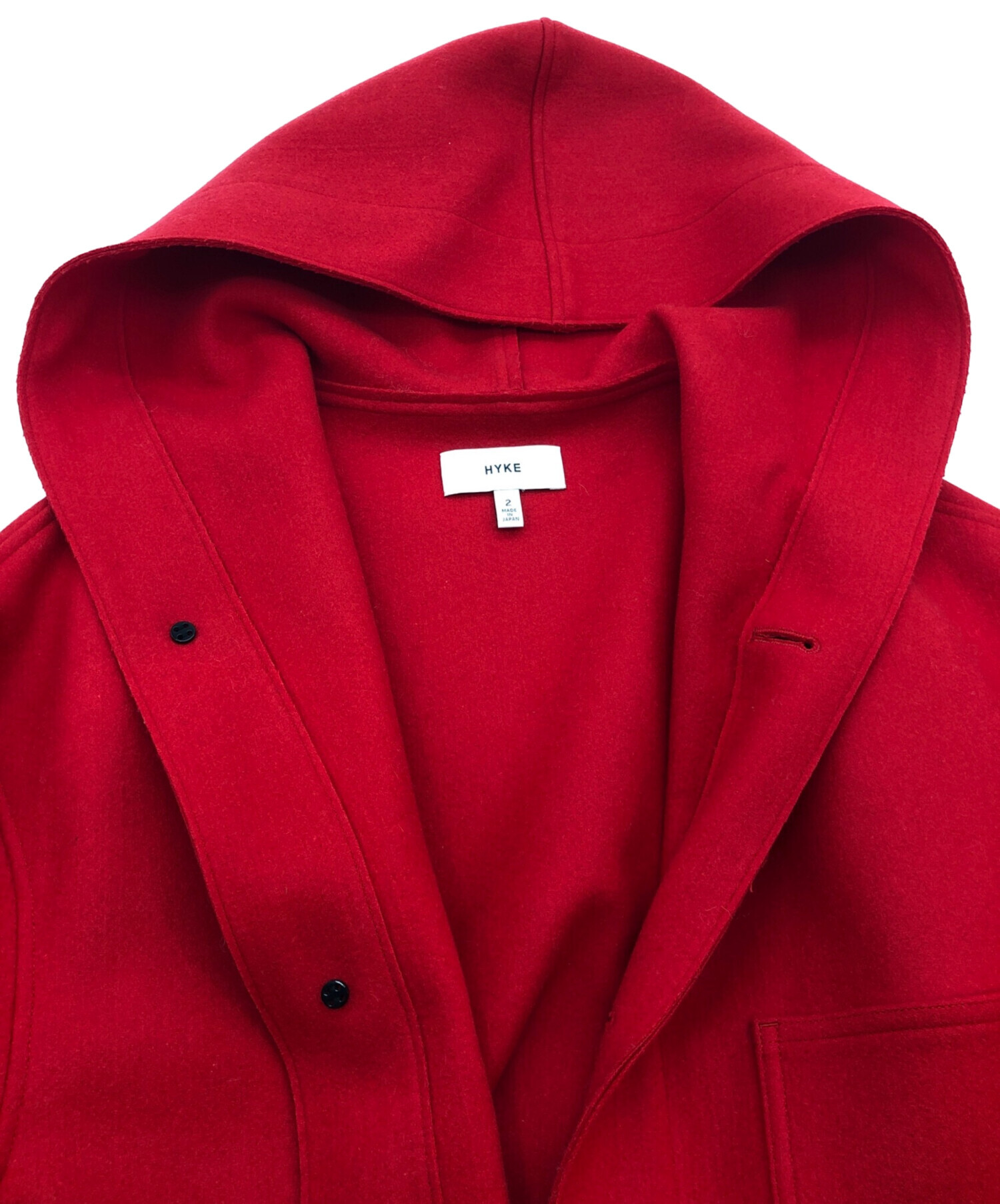 hyke hoodedロングコートred 【公式通販】
