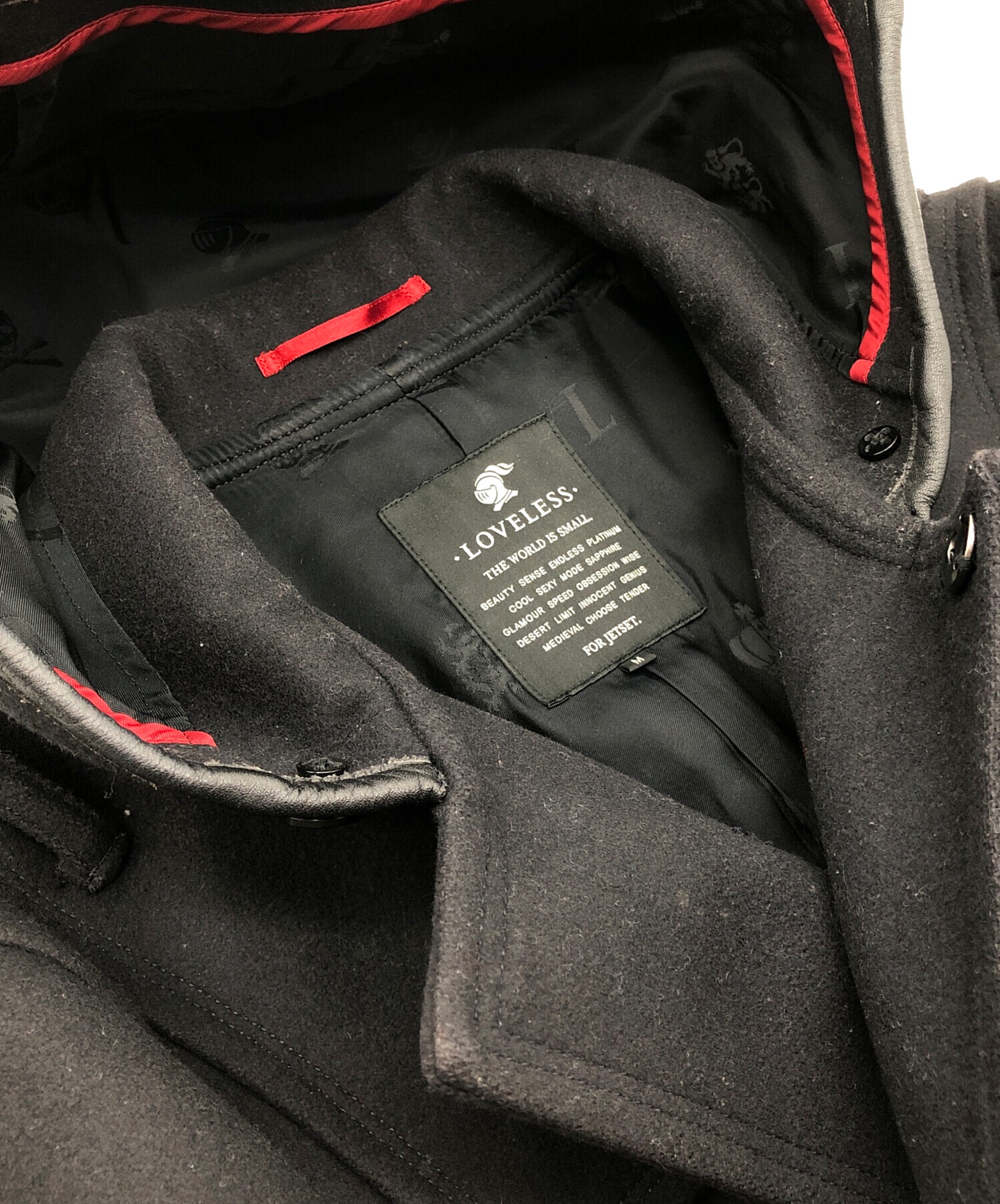 中古・古着通販】LOVELESS (ラブレス) ダッフルコート ブラック×レッド