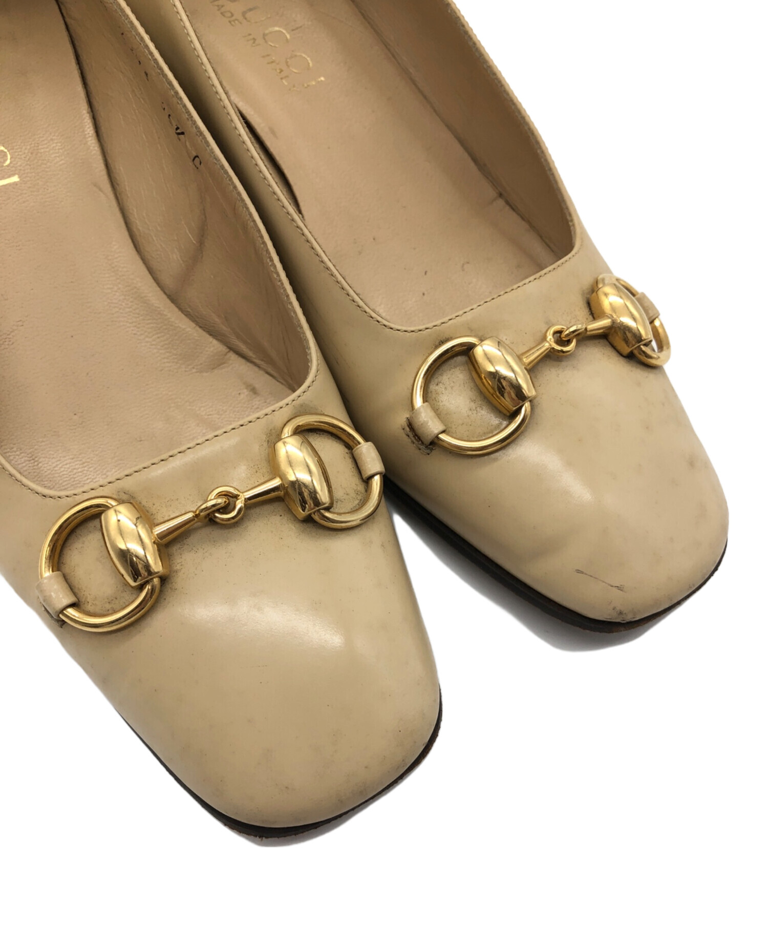 中古・古着通販】GUCCI (グッチ) ホースビットパンプス ベージュ