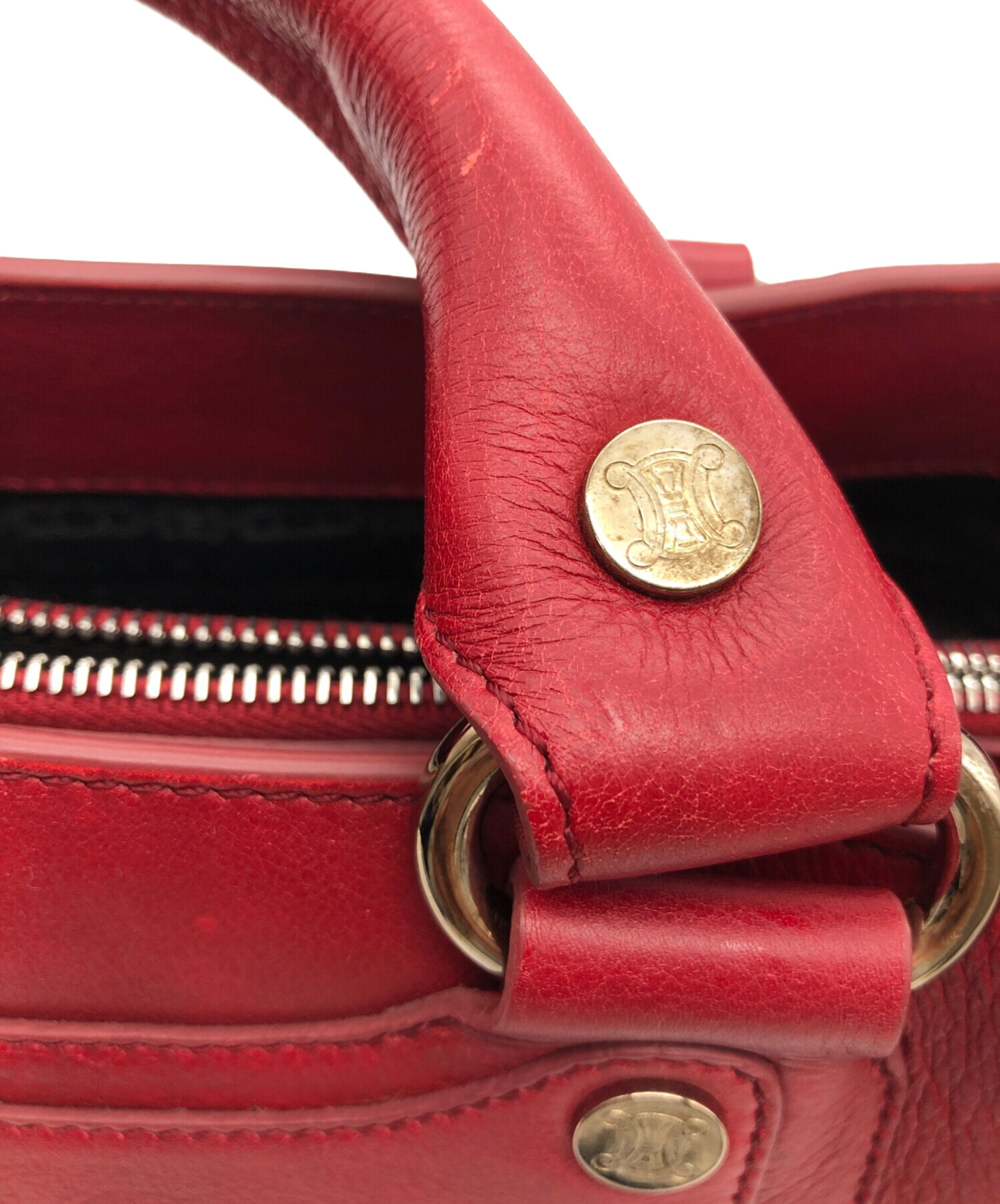 CELINE セリーヌ　ハンドバッグ 中古・古着通販】CELINE (セリーヌ) ハンドバッグ レッド｜ブランド