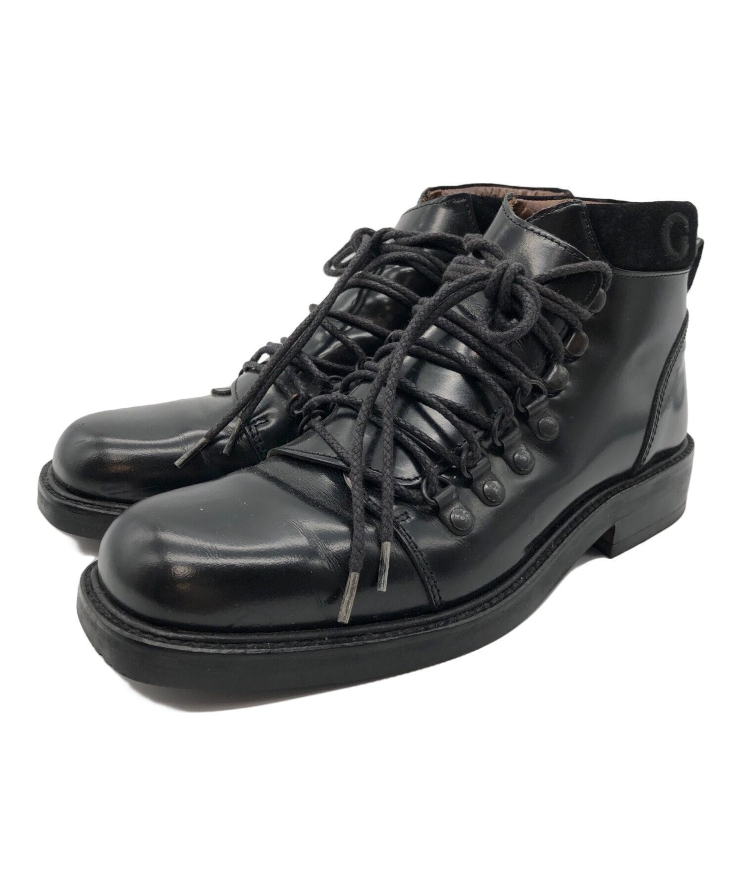 中古・古着通販】GUCCI (グッチ) レザーマウンテンブーツ ブラック