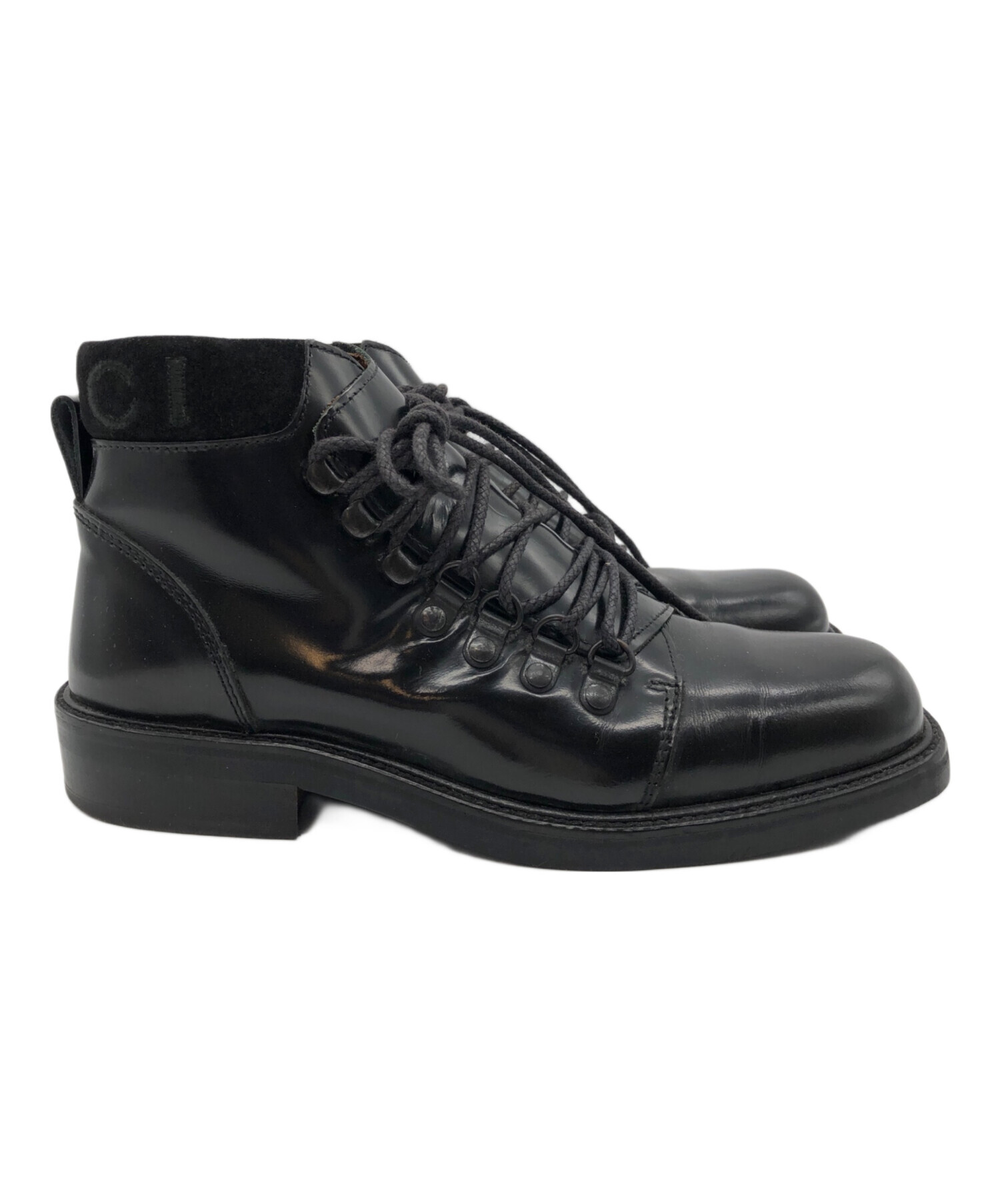 ☆2日間限定セール　元値18500円☆GUCCI　黒レザー ブーツ 中古・古着通販】GUCCI (グッチ) レザーマウンテンブーツ ブラック