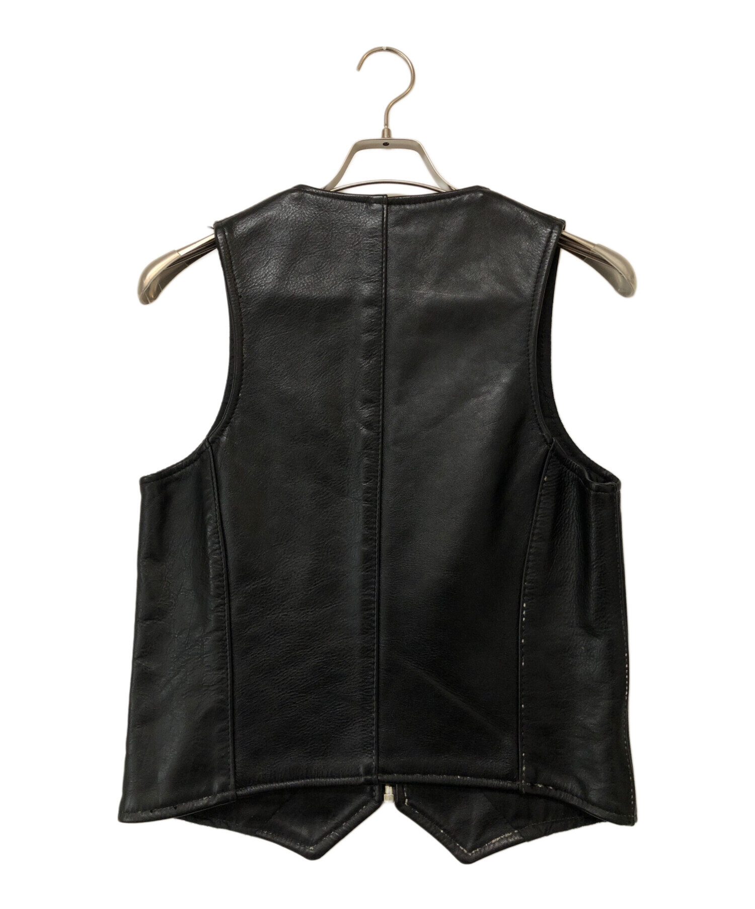 中古・古着通販】VANSON (バンソン) レザーベスト ブラック サイズ