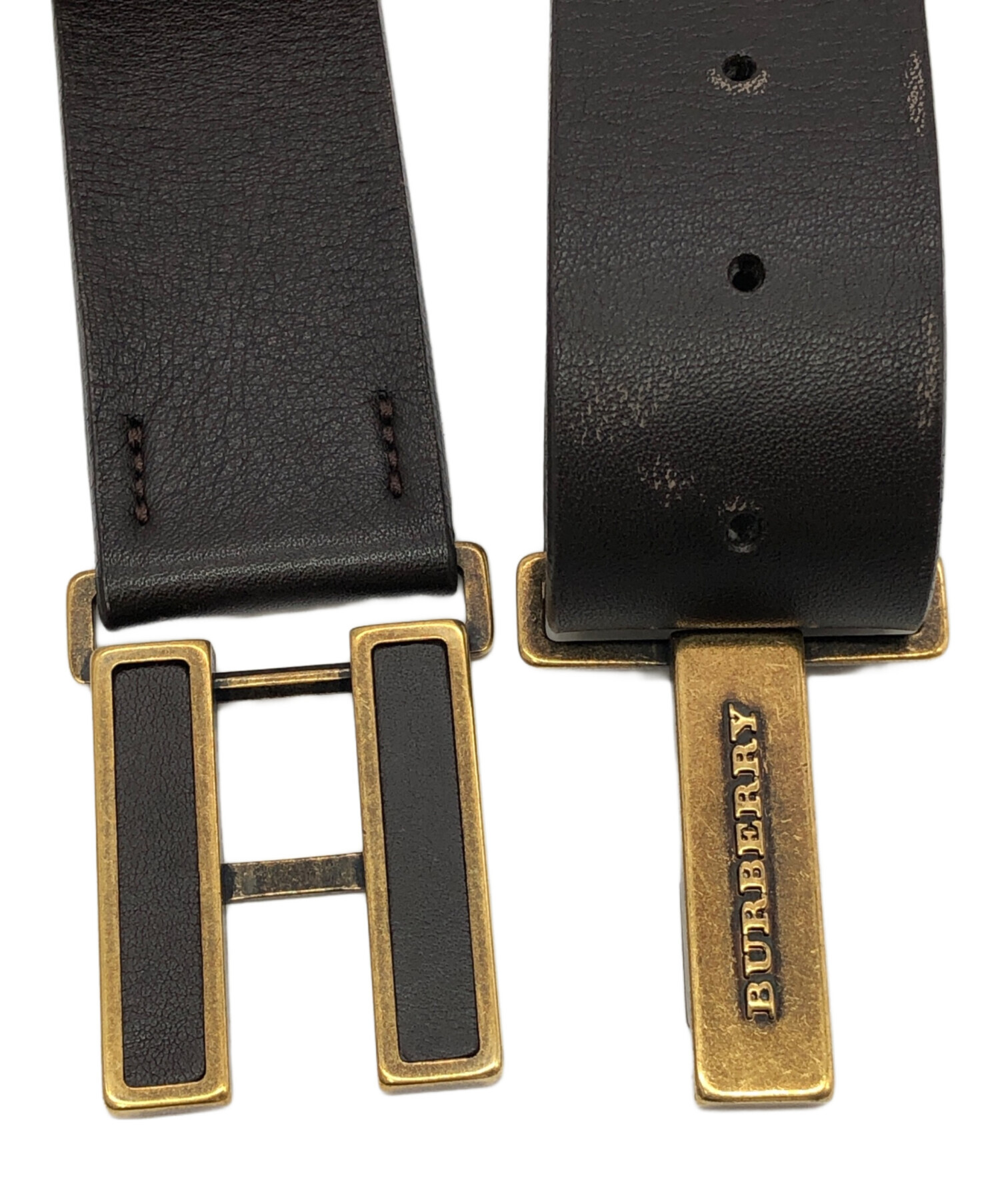 中古・古着通販】BURBERRY (バーバリー) レザーベルト ダークブラウン