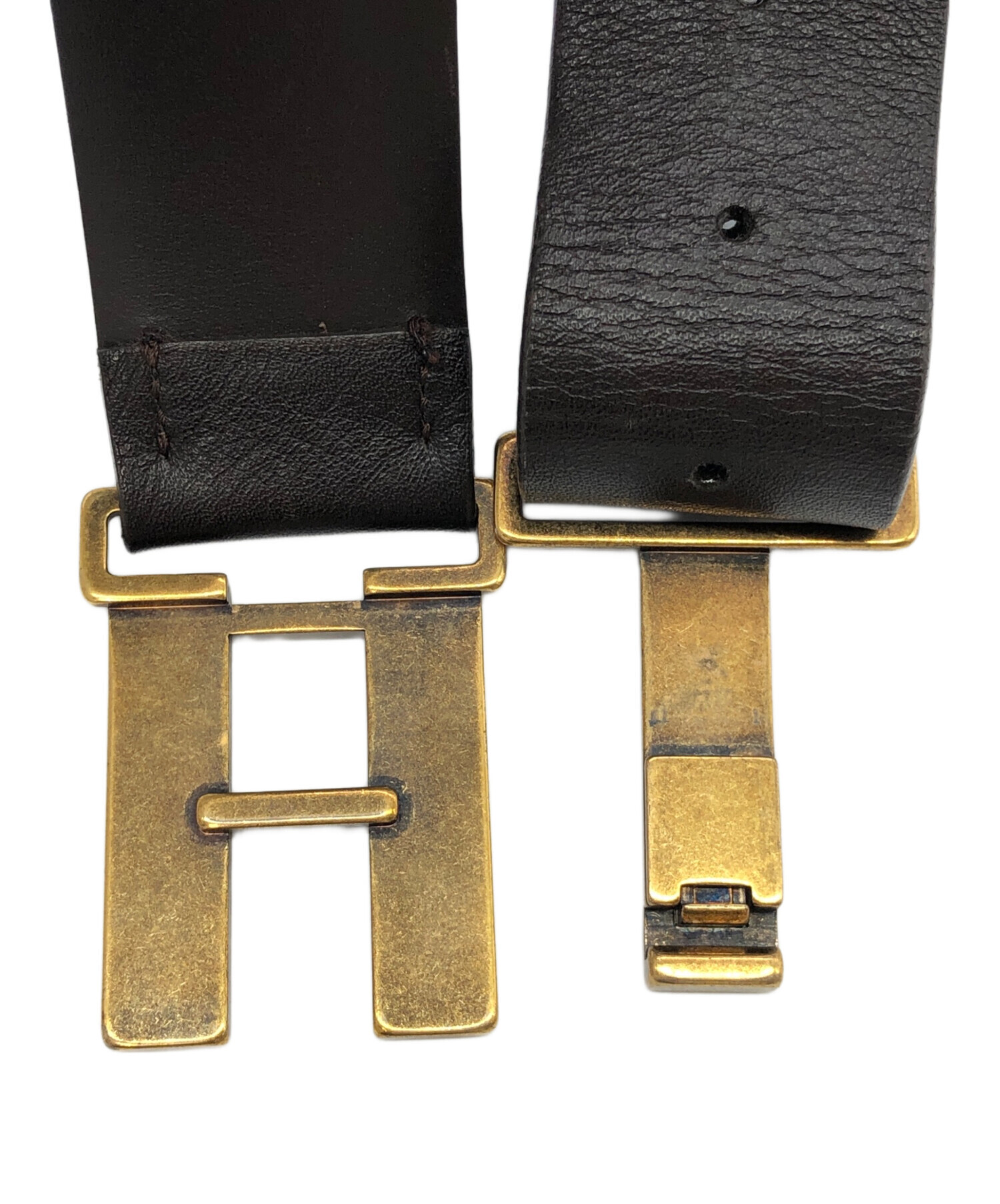 中古・古着通販】BURBERRY (バーバリー) レザーベルト ダークブラウン
