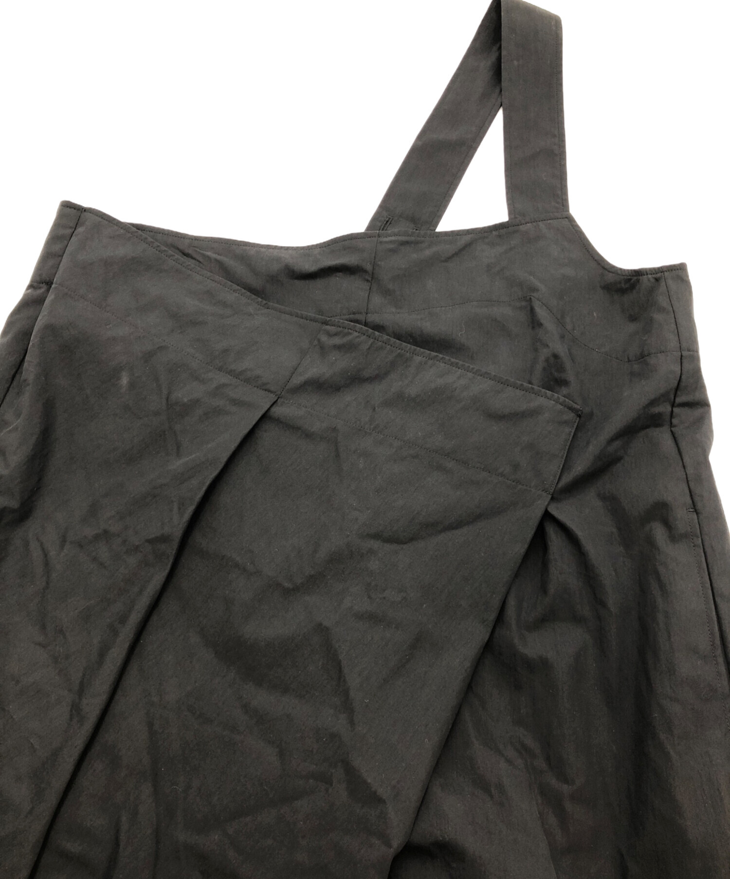 新品 ETREワンショルダーラップワイドパンツ ブラックM