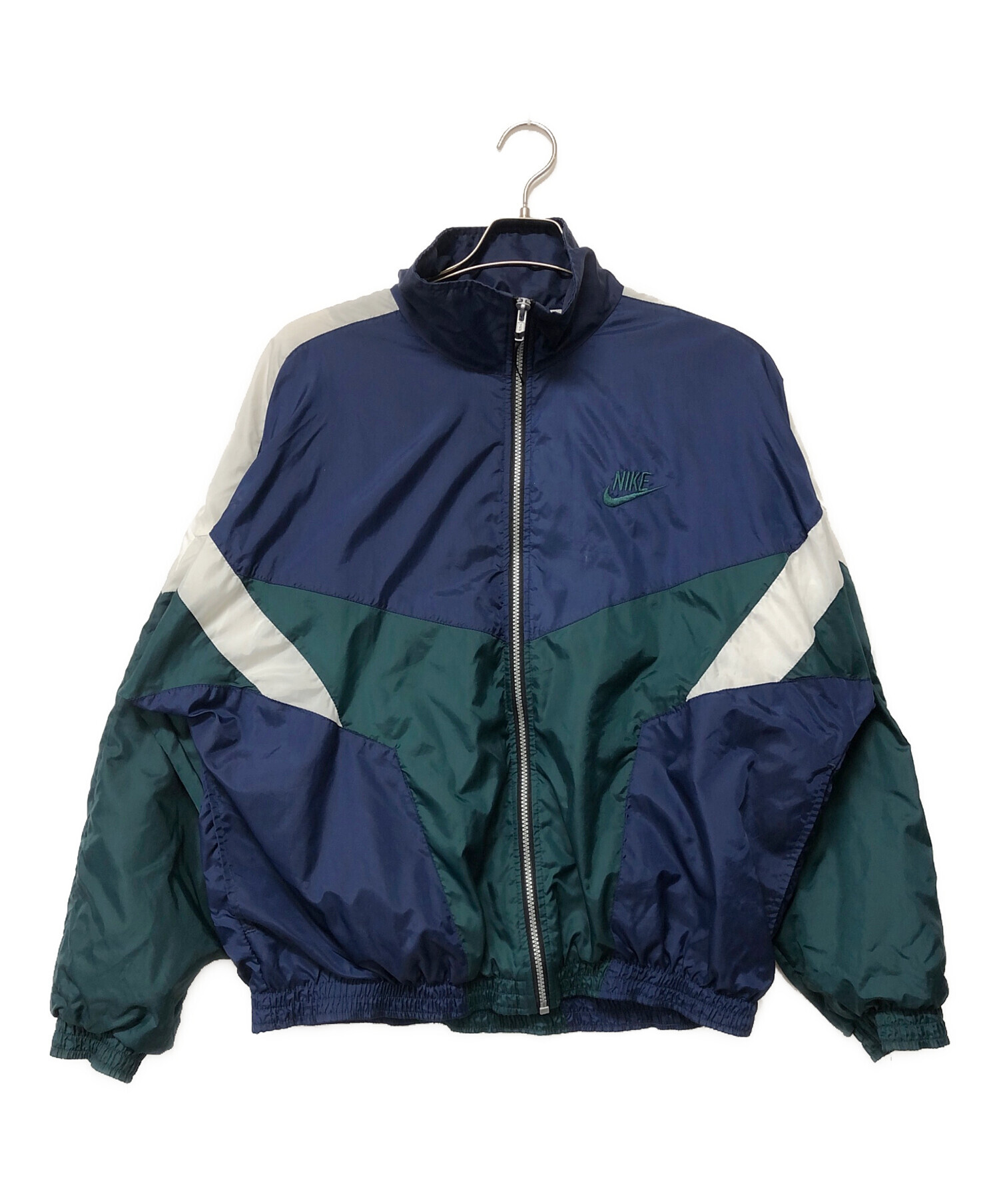 中古・古着通販】NIKE (ナイキ) ナイロンジャケット グリーン×ネイビー