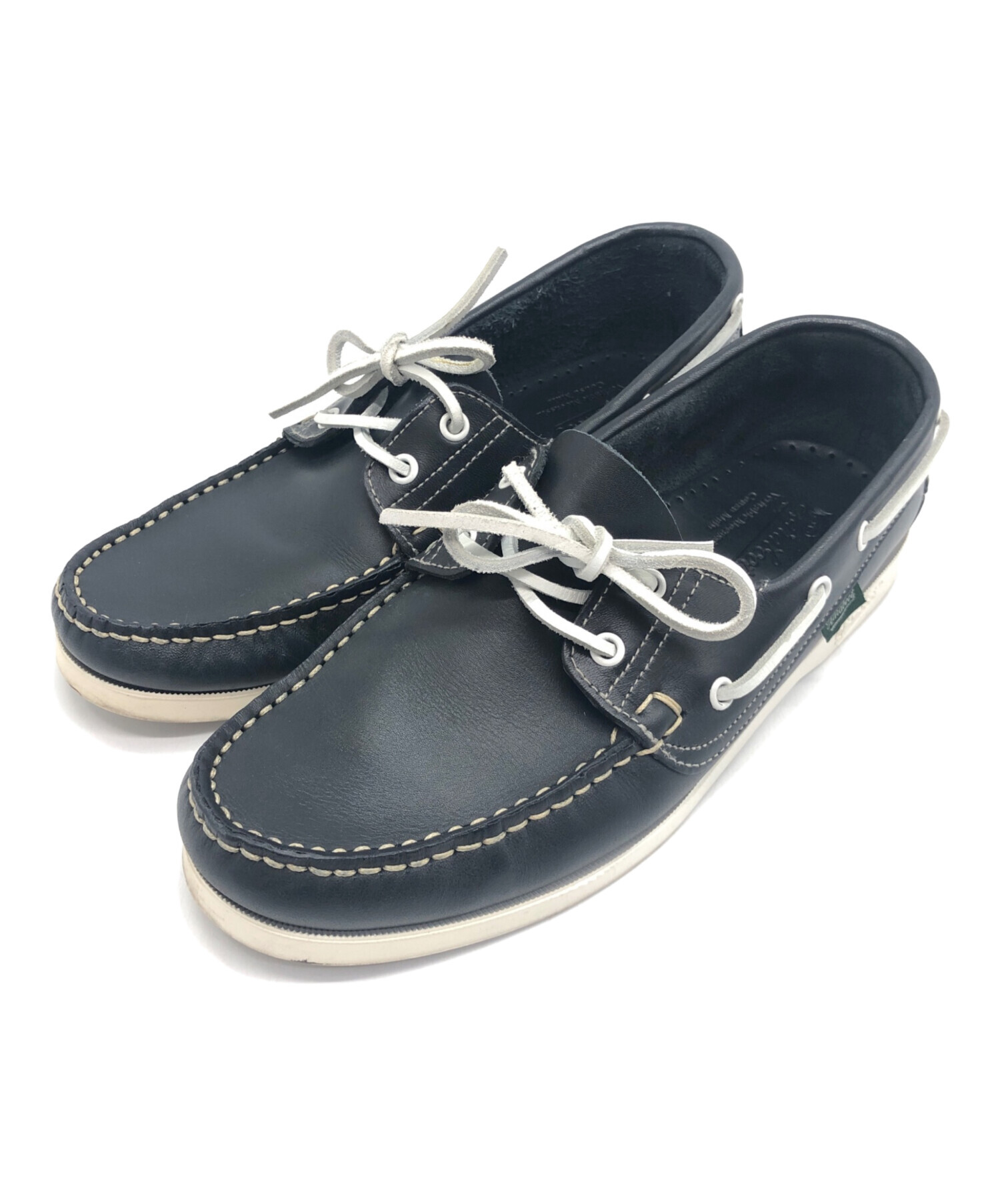 美品！パラブーツ　マリン　デッキシューズ　ネイビー 中古・古着通販】PARABOOT (パラブーツ) レザーデッキシューズ