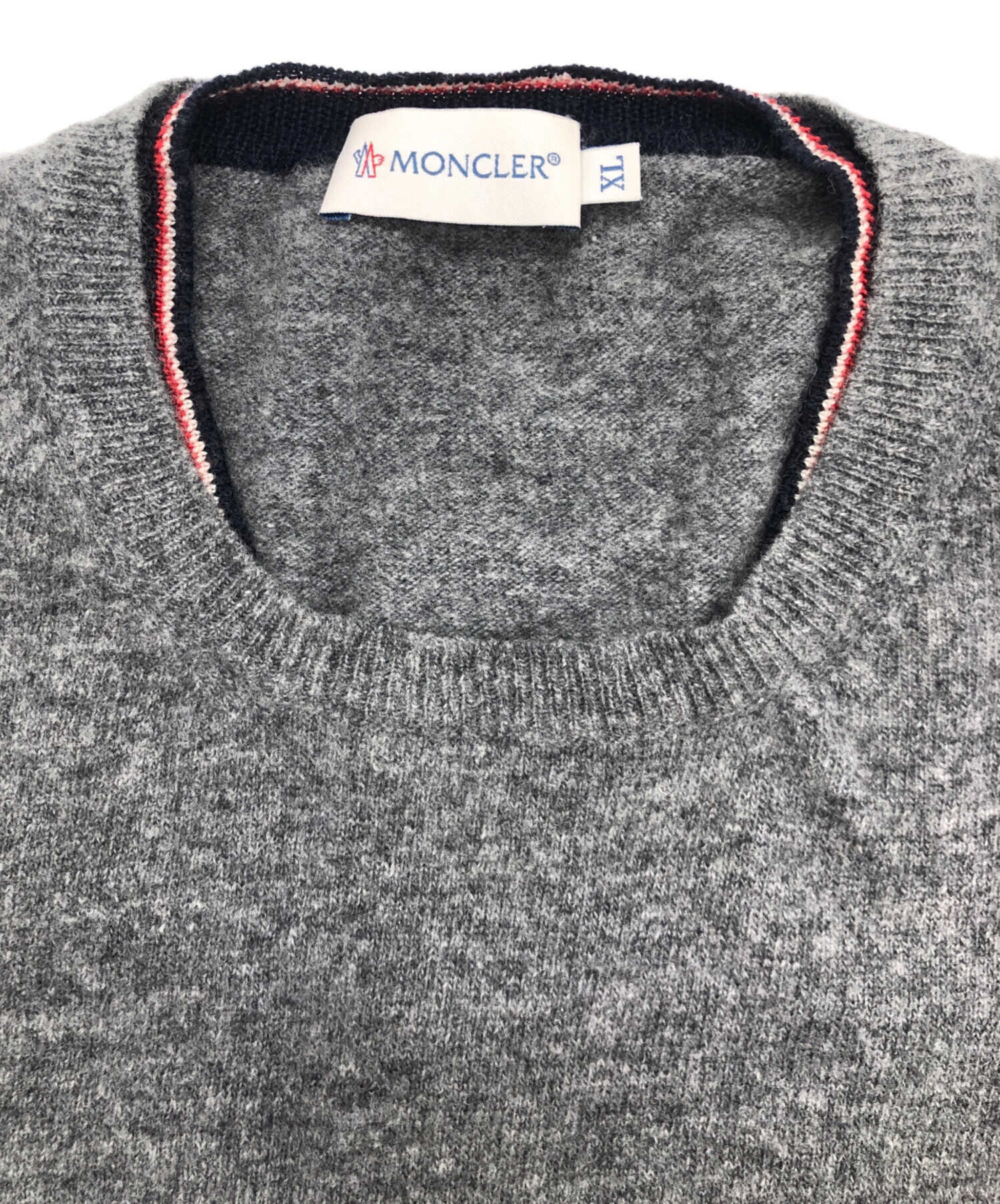 MONCLER モンクレール ストライプ ニットマフラー グレー MONCLER