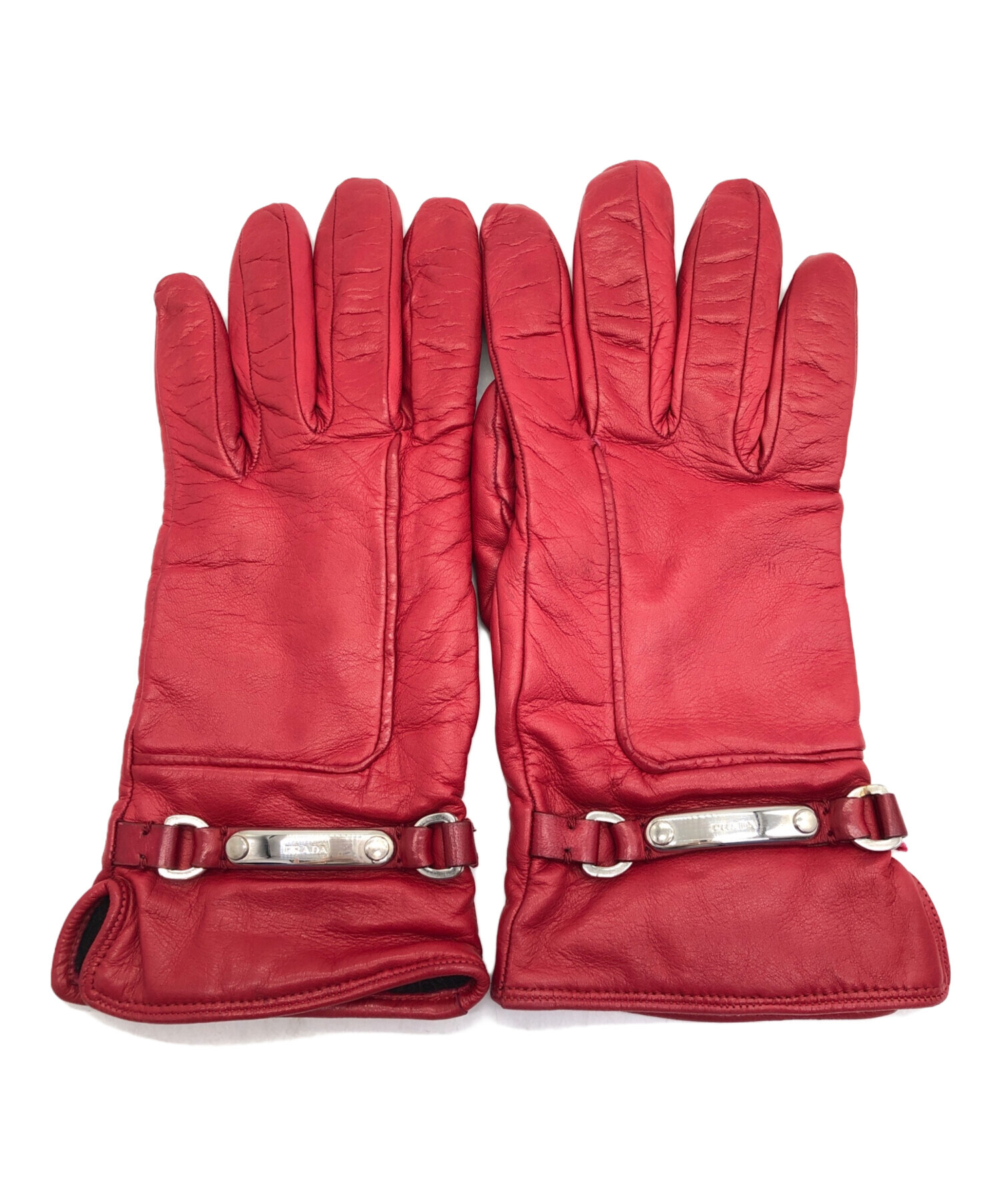 PRADAレディースラムスキンナイロン手袋 ブラック 美品 PRADA(プラダ