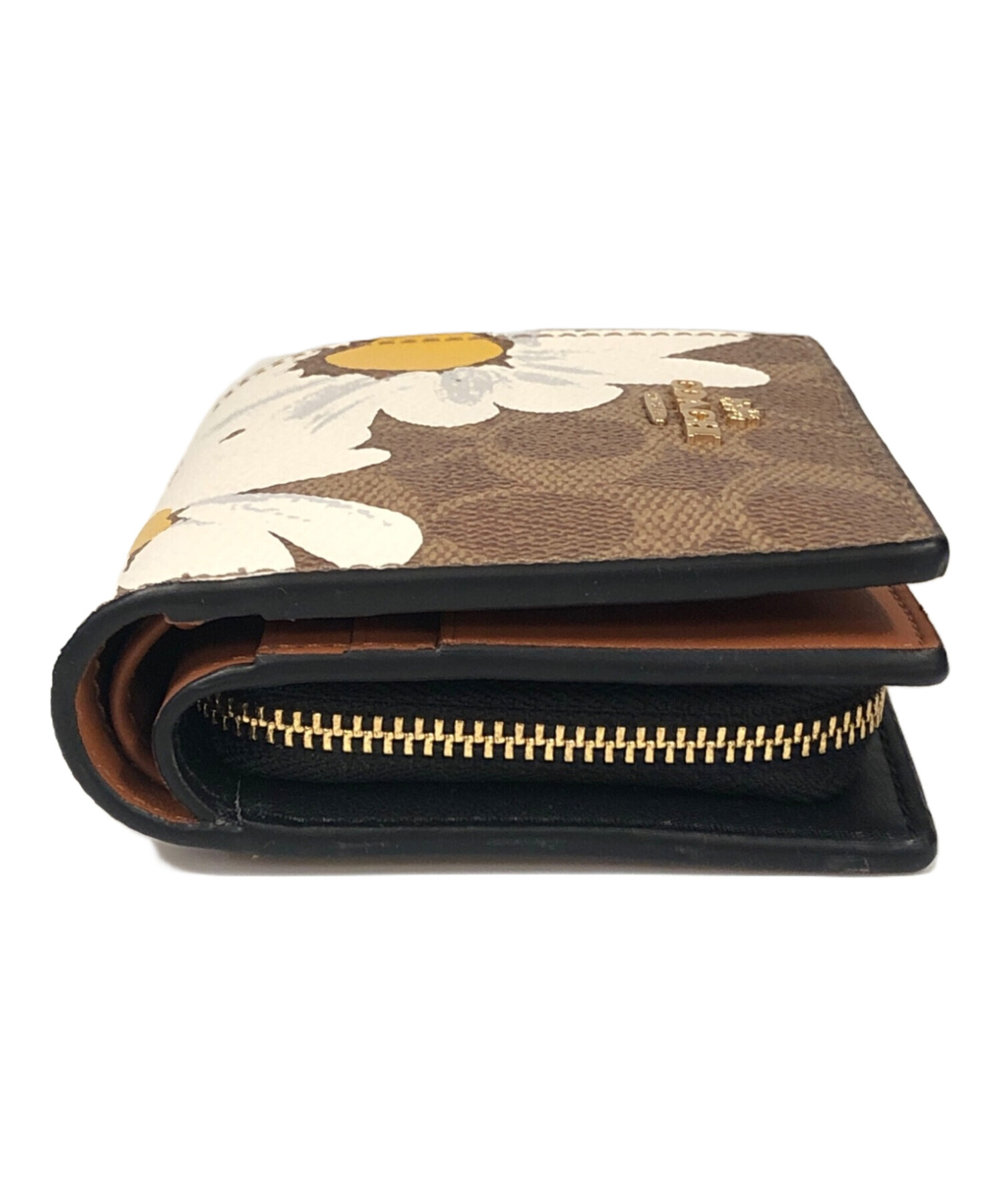中古・古着通販】COACH (コーチ) 2つ折り財布 ベージュ×ホワイト 