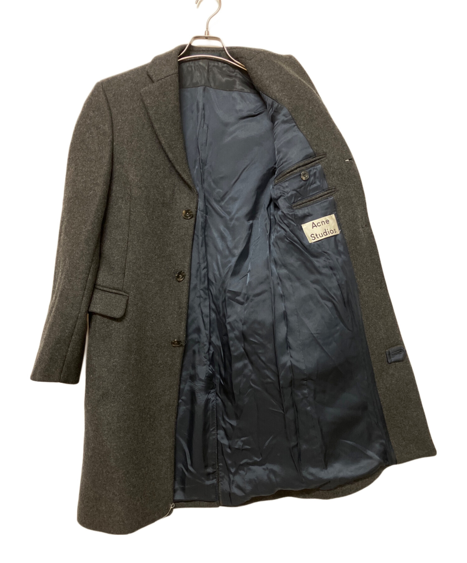 定価13万 アクネ ストゥディオズ チェスターコート CHAD 44 ブラック 中古・古着通販】ACNE STUDIOS (アクネ ストゥディオス) チェスター