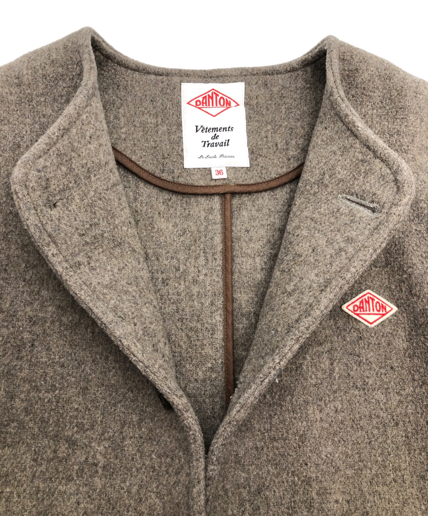 中古・古着通販】DANTON (ダントン) ノーカラージャケット ブラウン