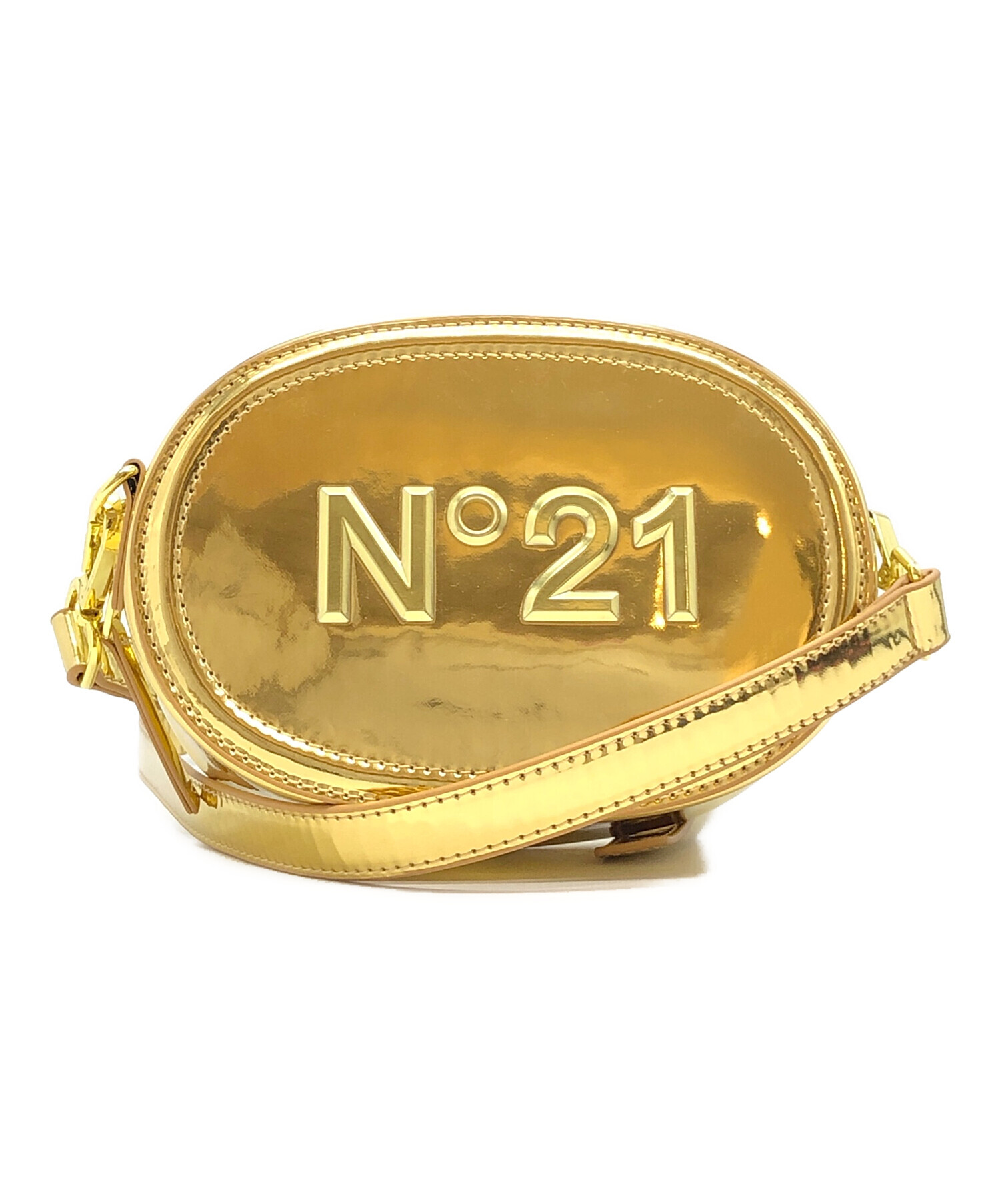 ヌメロヴェントゥーノ　ロゴショルダーバッグ　ゴールド 中古・古着通販】N°21 (ヌメロヴェントゥーノ) ショルダーポーチ